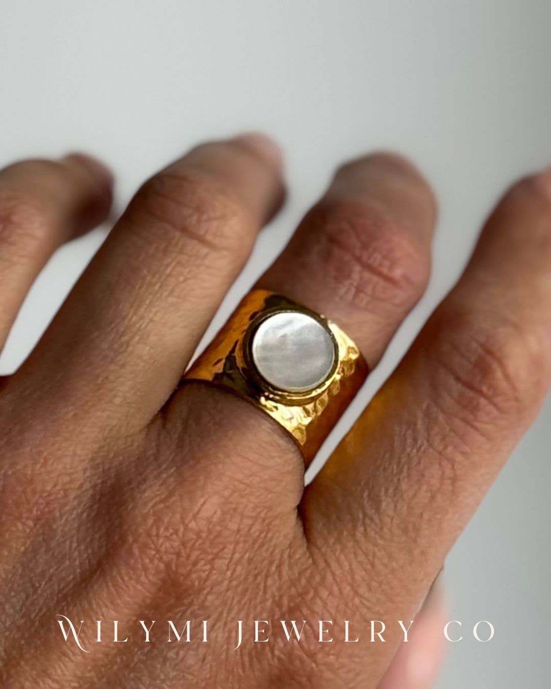 CLARITY Mother of Pearl Ring | Round Cut MOP Stones | 24k GF