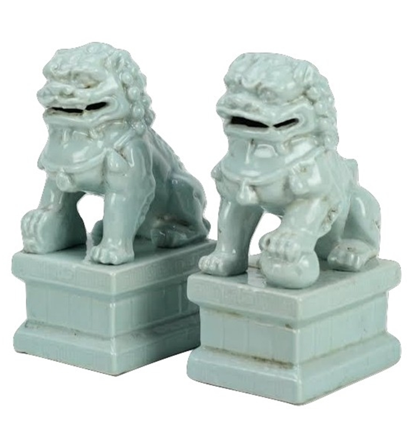 MINI PALE BLUE FOO DOGS