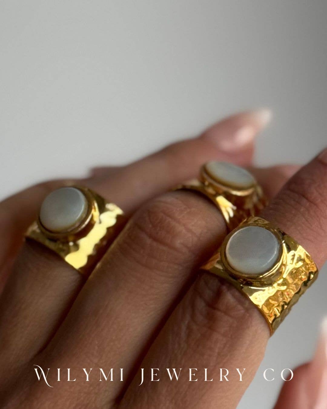CLARITY Mother of Pearl Ring | Round Cut MOP Stones | 24k GF