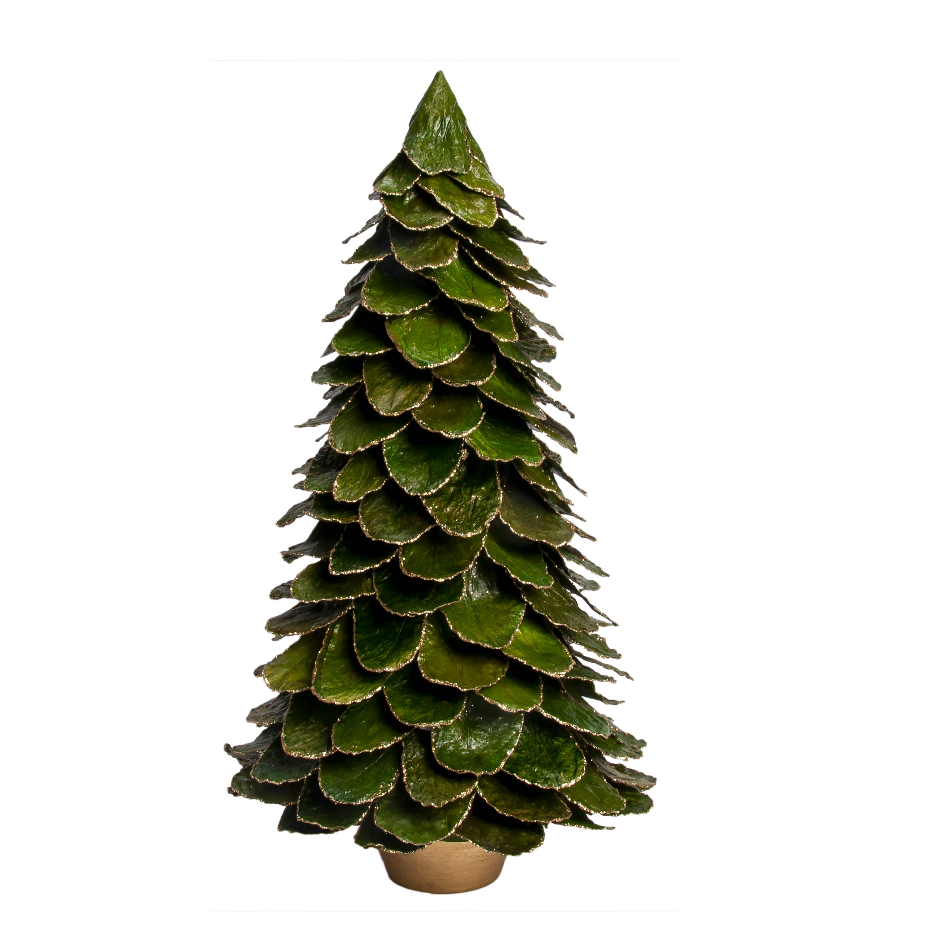 Potted Butterfly Leaf Cone Tree (Green/Gold)