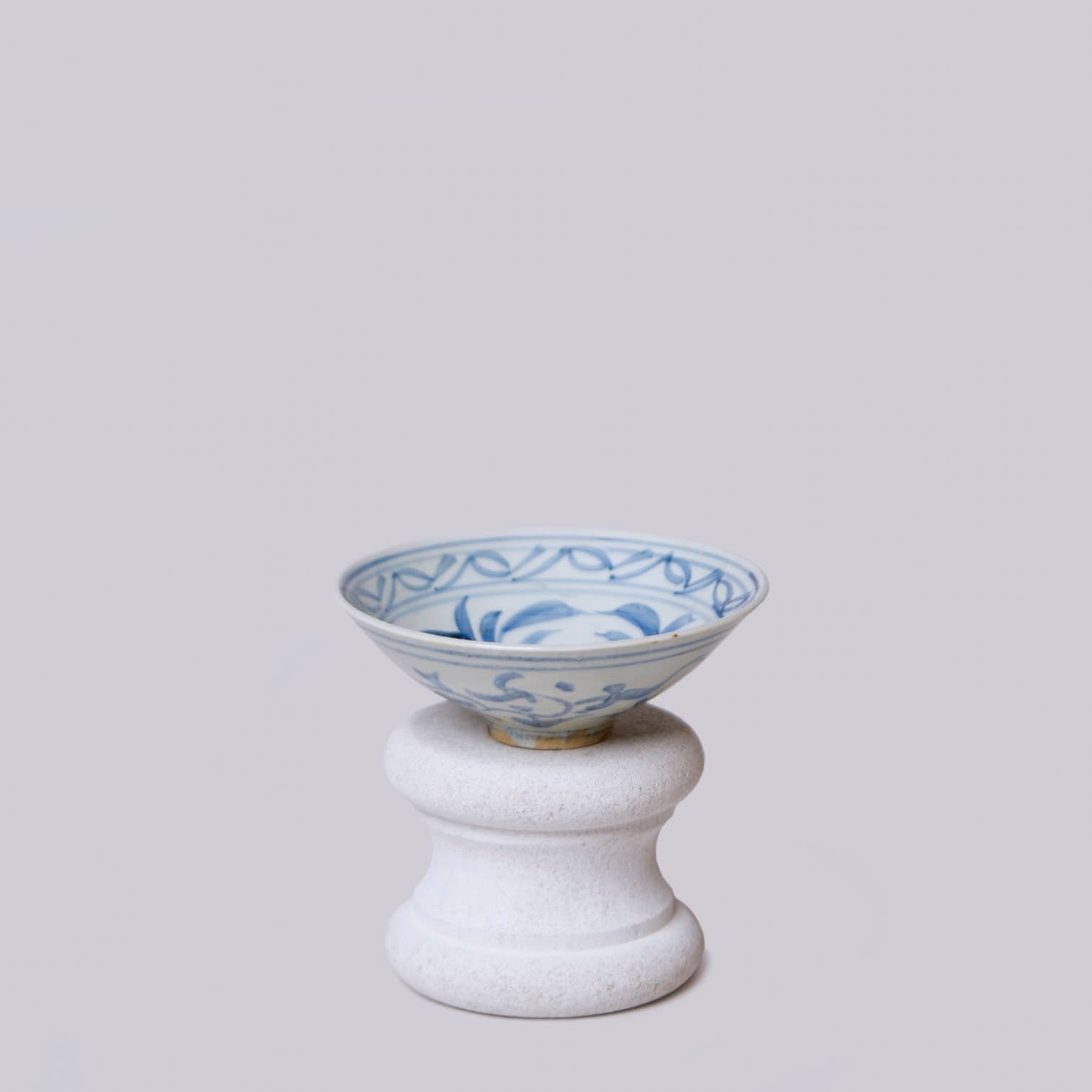Blue & White Porcelain Floral Conical Bowl