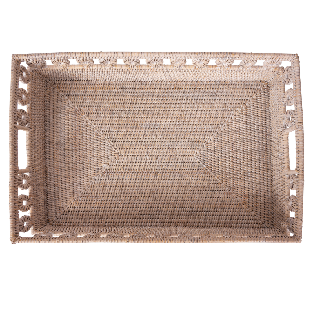 Artifacts Rattan™ Inna Rectangular Tray & Cutout Handle