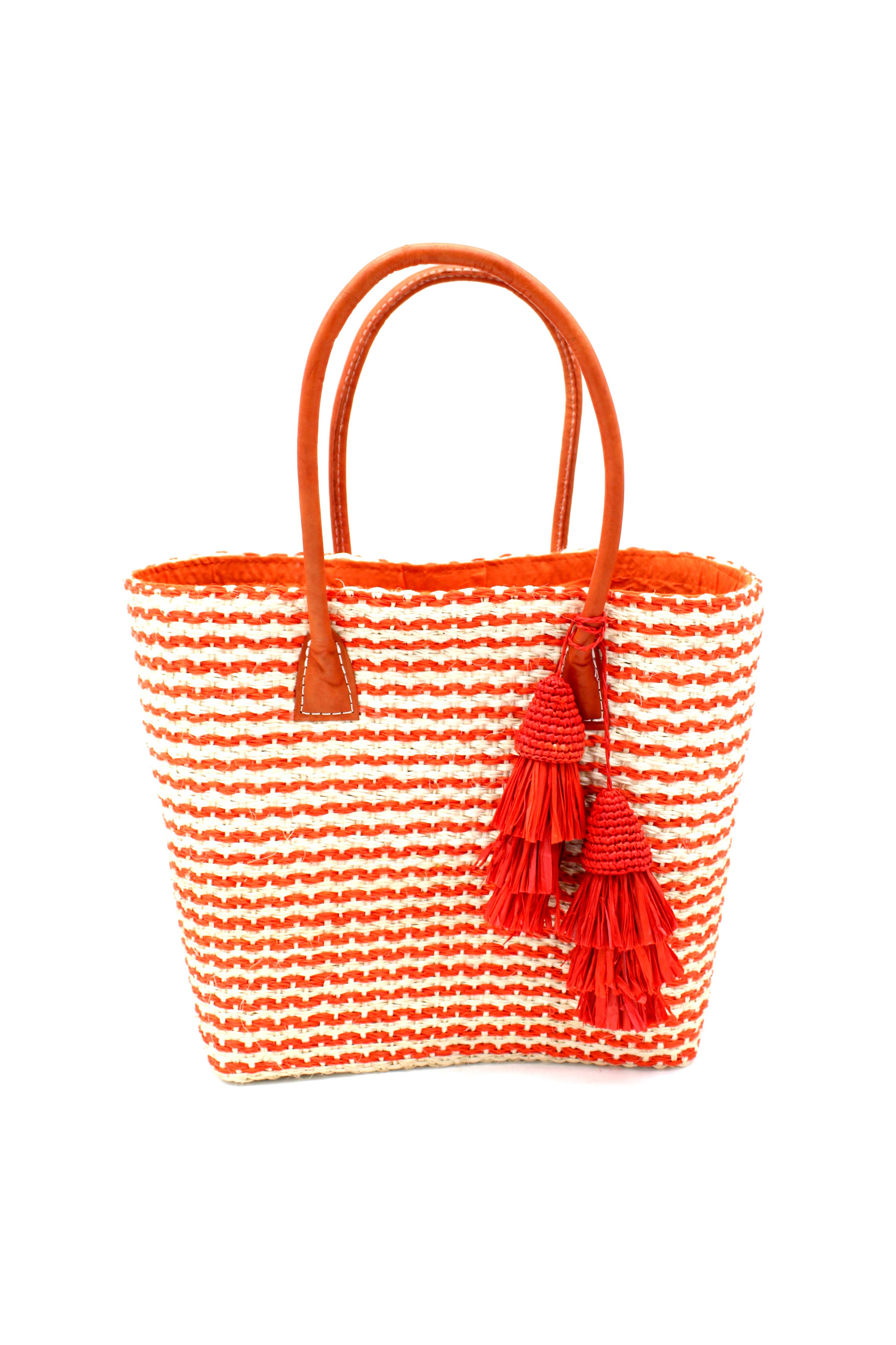 Cancun Small Sisal Basket Bag with Tassel Charm