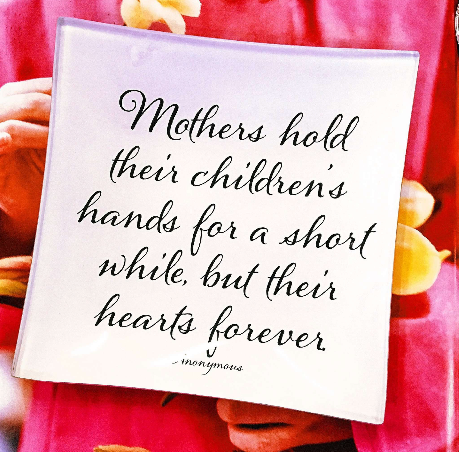 Mother's Hold Their Children's Decoupage Glass Tray