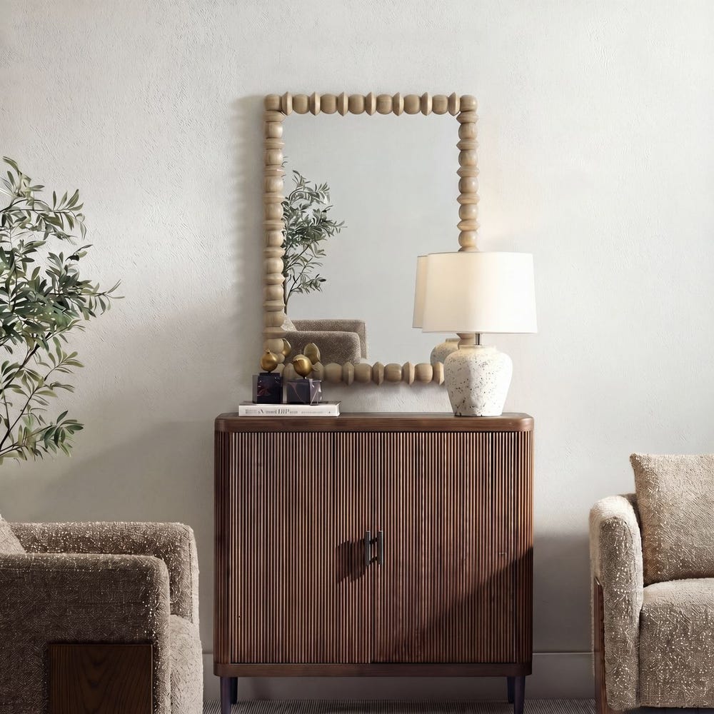 Wood Spindle Frame Mirror