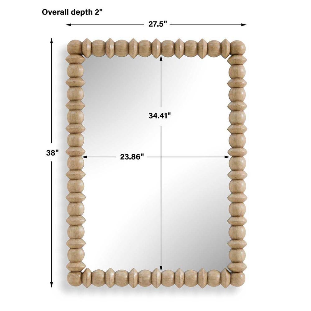 Wood Spindle Frame Mirror