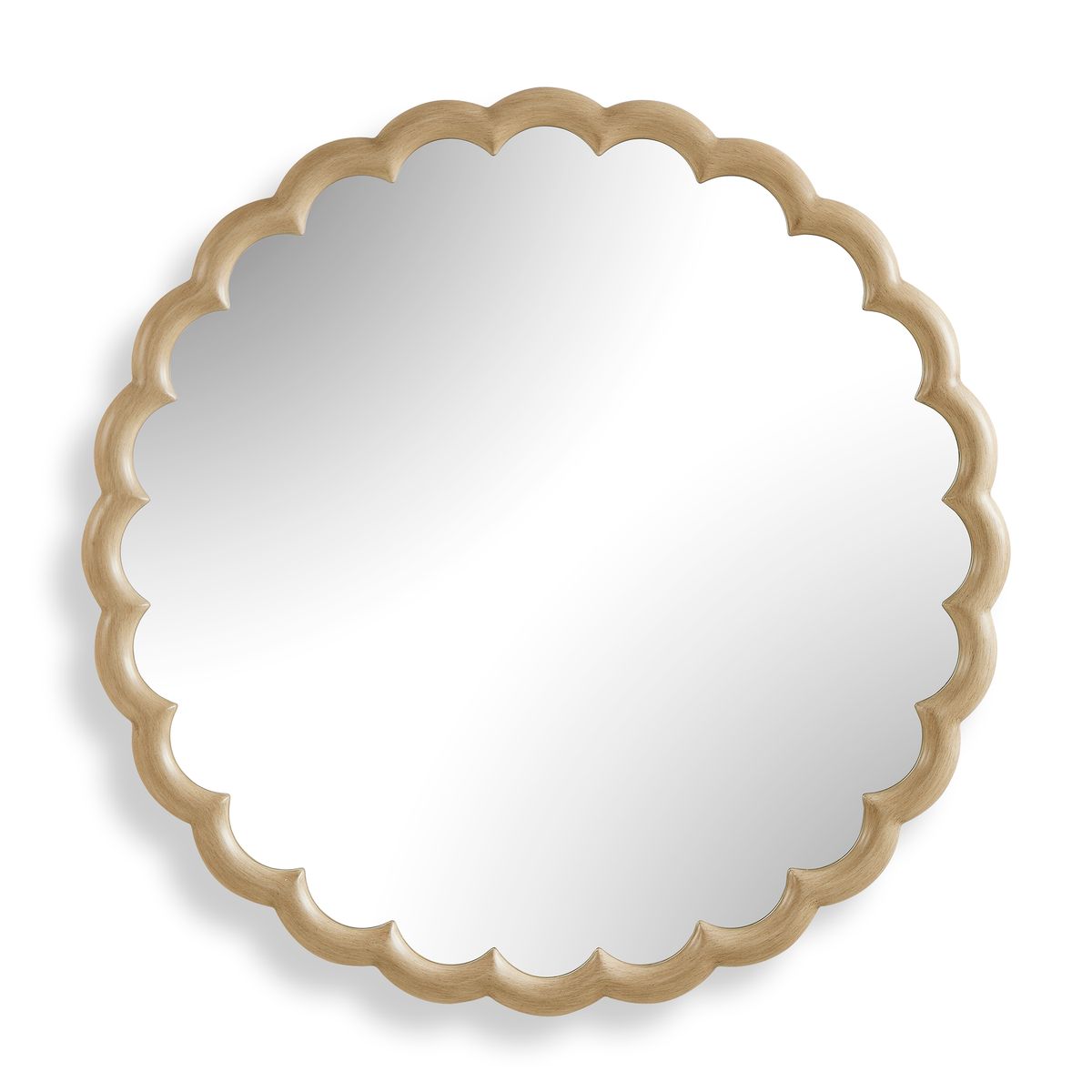 Scalloped Wood Burnished Ivory Mirror