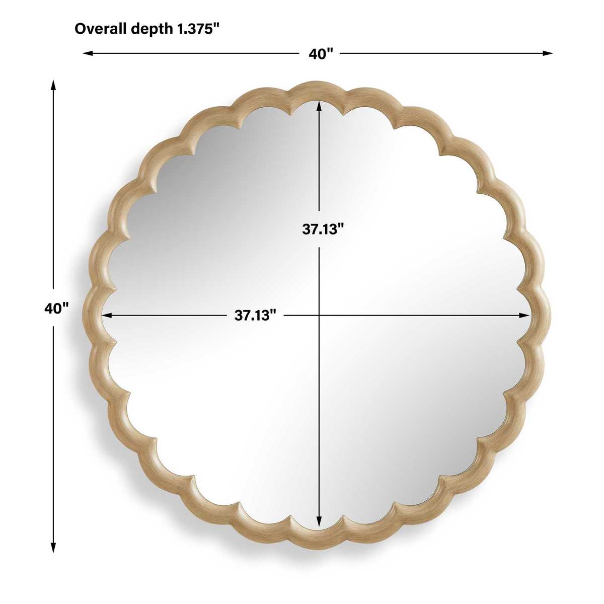 Scalloped Wood Burnished Ivory Mirror