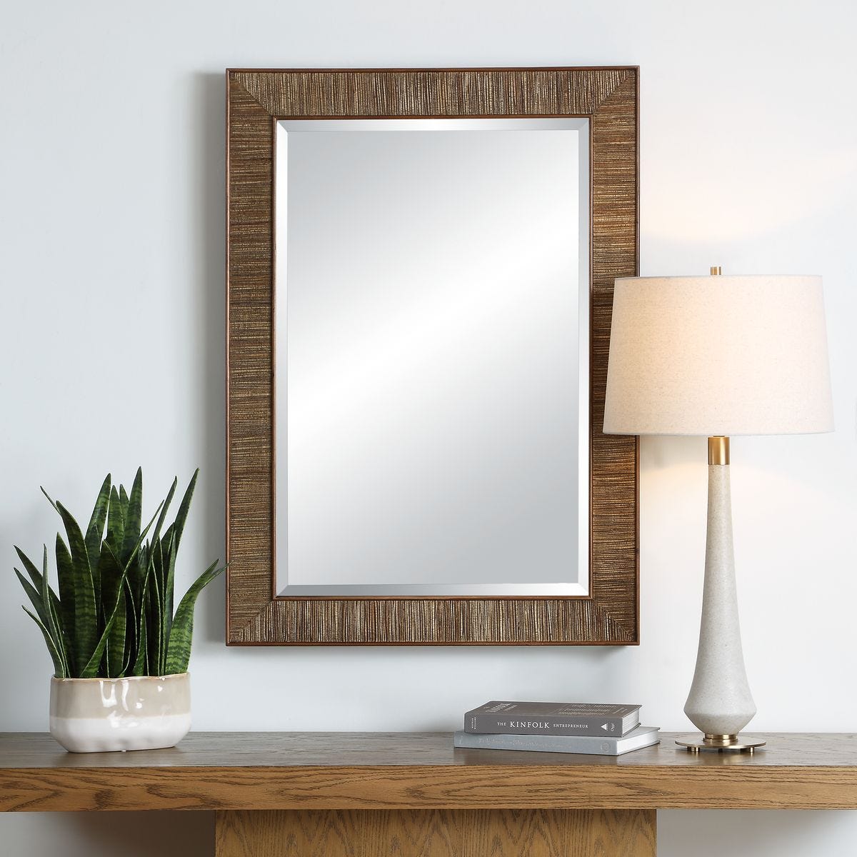 Woven Wood Frame Mirror