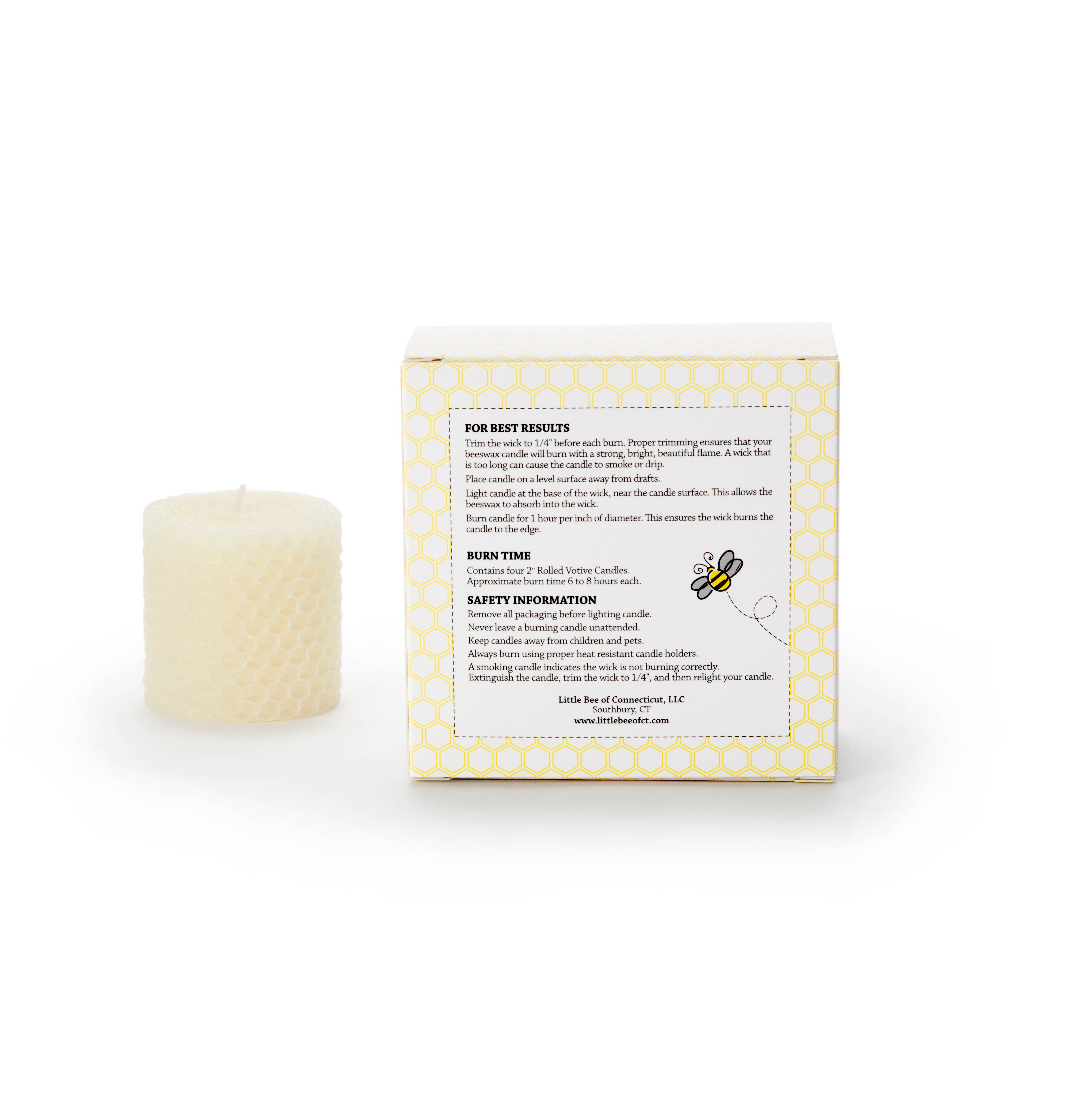 Hand-Rolled Beeswax Votive Candles 4 Pack