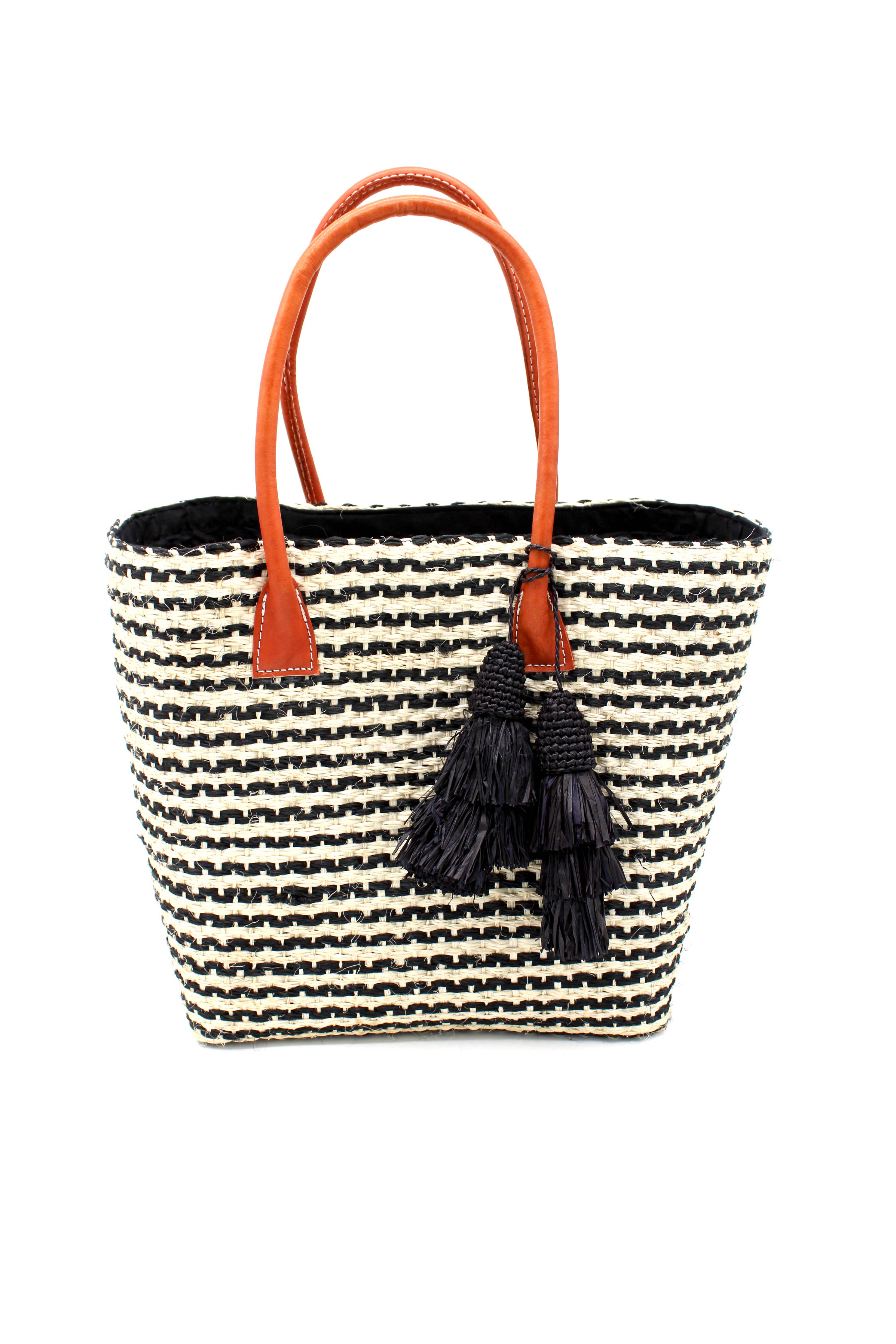 Cancun Small Sisal Basket Bag with Tassel Charm
