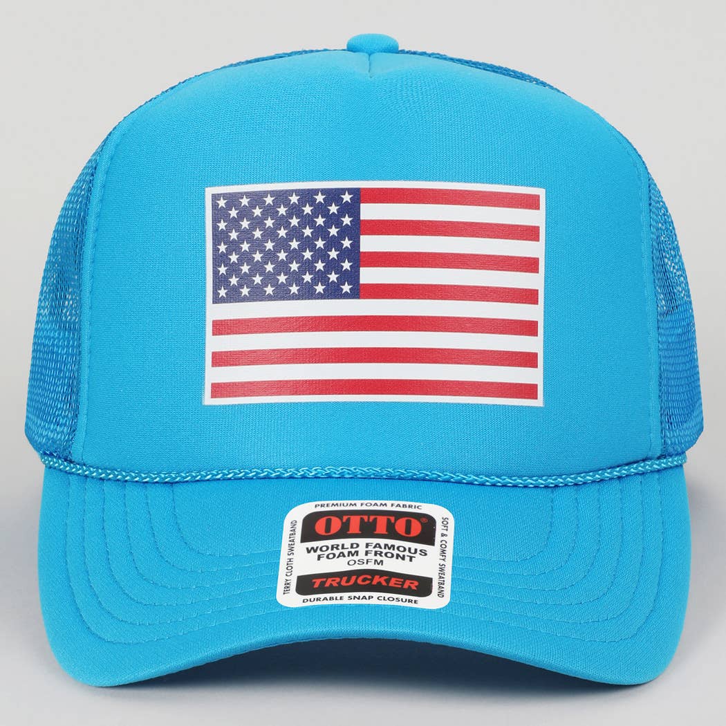 USA Flag Foam Trucker Hat- Blue