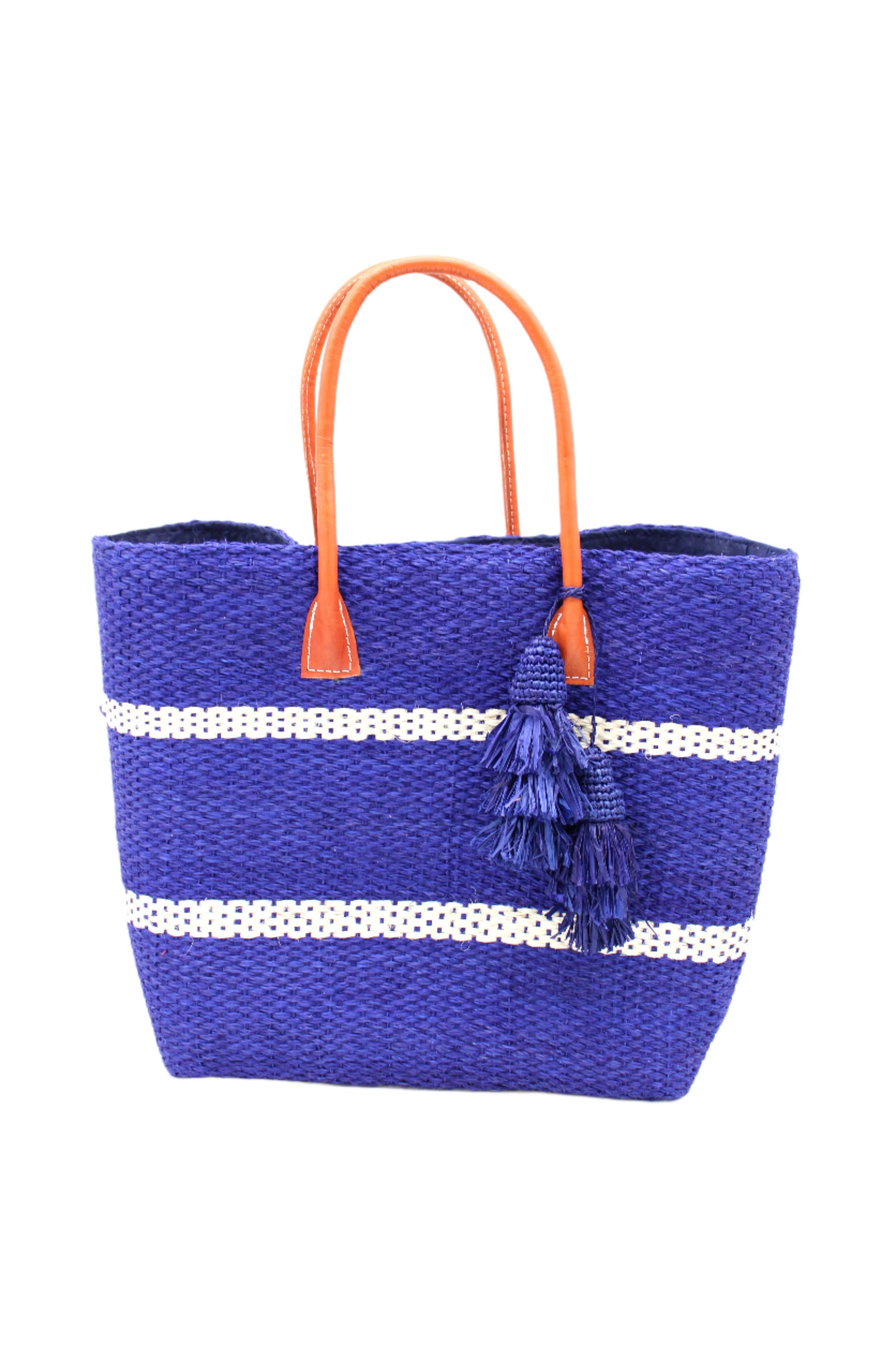 Havana Sisal Basket Bag with Tassel Charm Embellishment