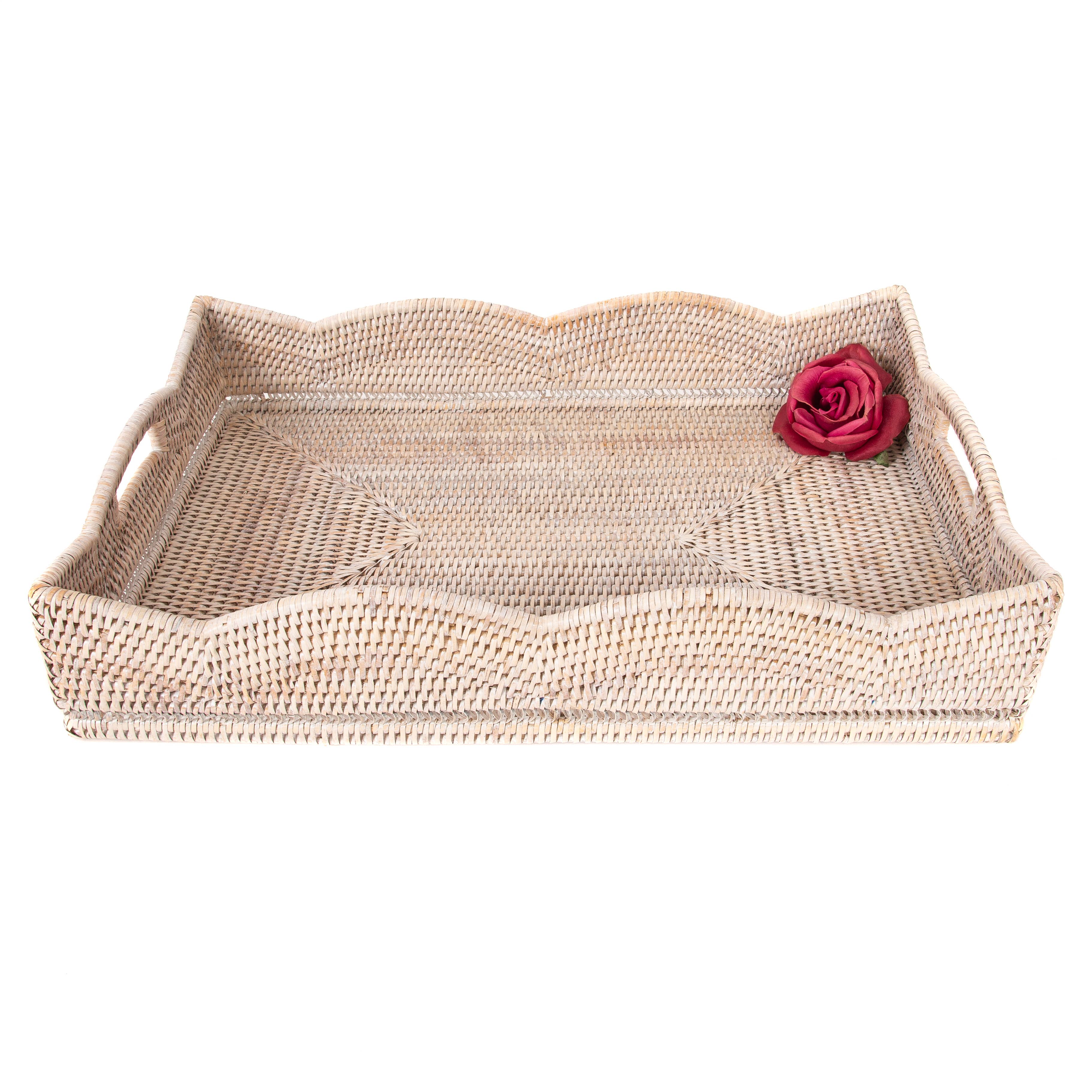 Artifacts Rattan Scallop Collection Rectangular Tray