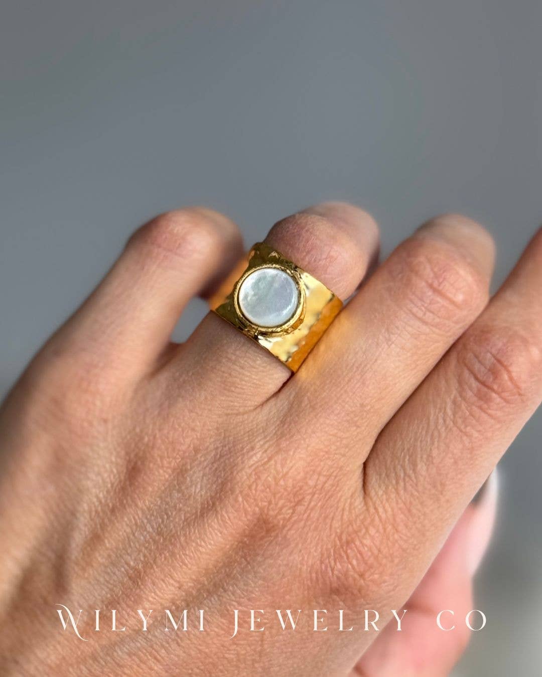 CLARITY Mother of Pearl Ring | Round Cut MOP Stones | 24k GF