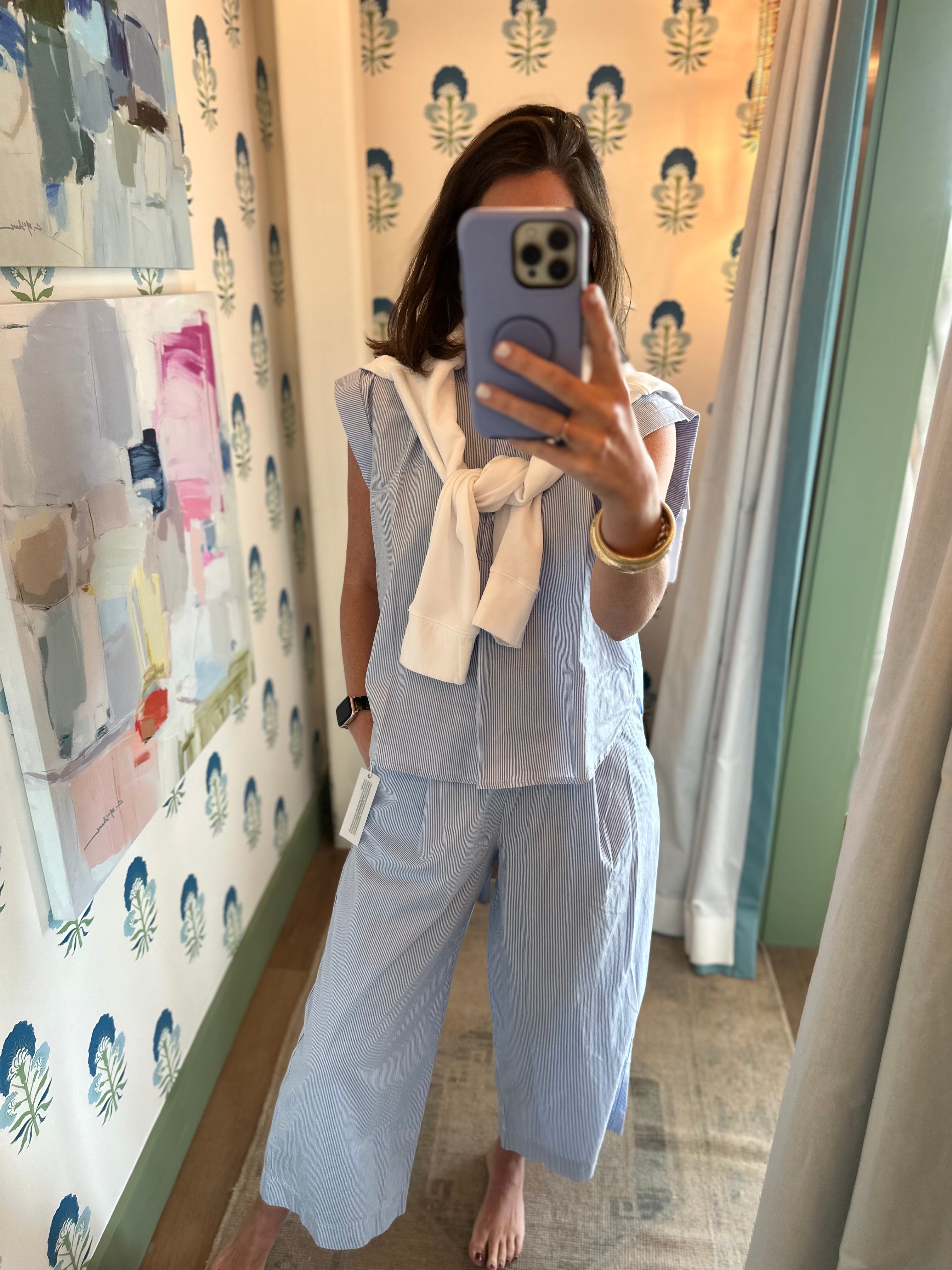 Stateside James Pinstripe Poplin Top