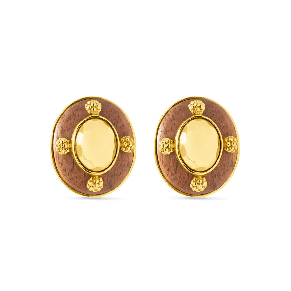 Gaia Oval Stud Stud Earrings - Teak