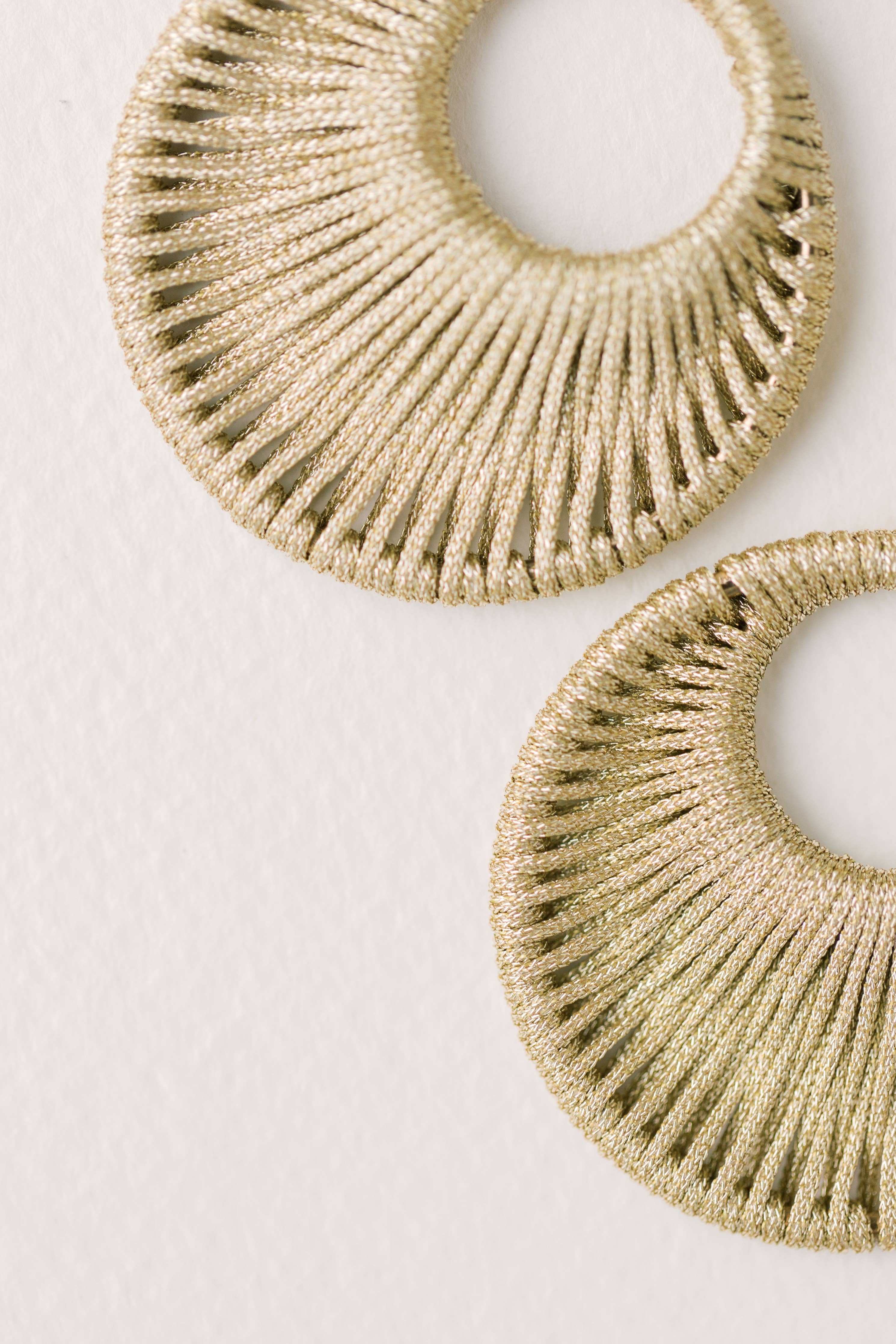 Gold Metallic Wrapped Bali Statement Drop Earrings