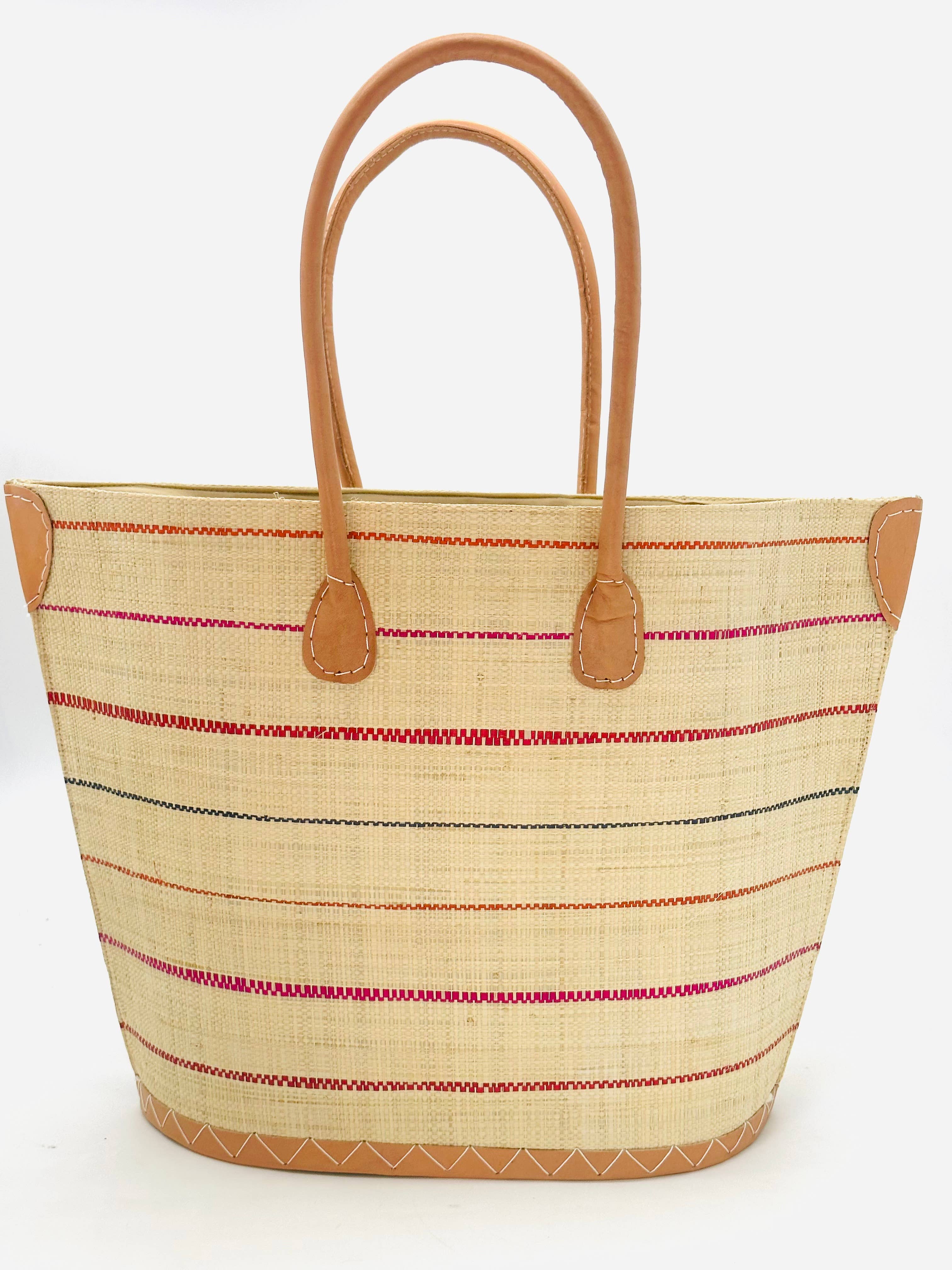 Santa Cruz Pinstripes Small Straw Tote Bag