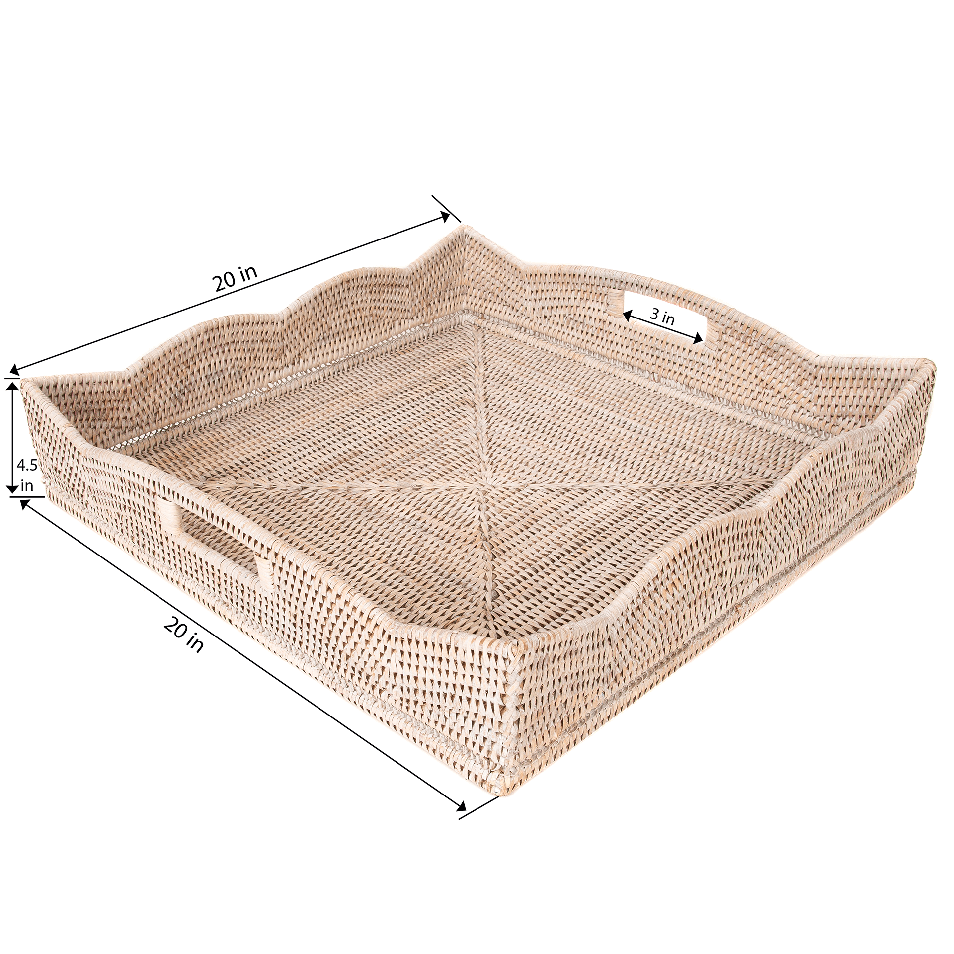 Artifacts Rattan Scallop Collection Square Tray