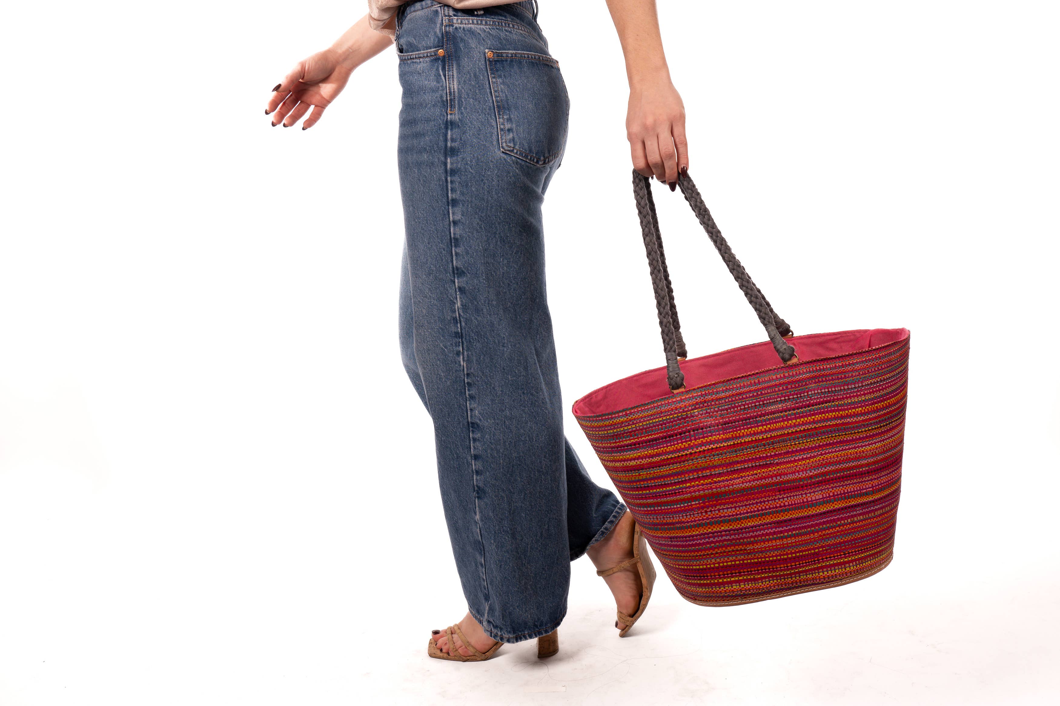 Brighton Melange Straw Tote Beach Bag with Rope Handle
