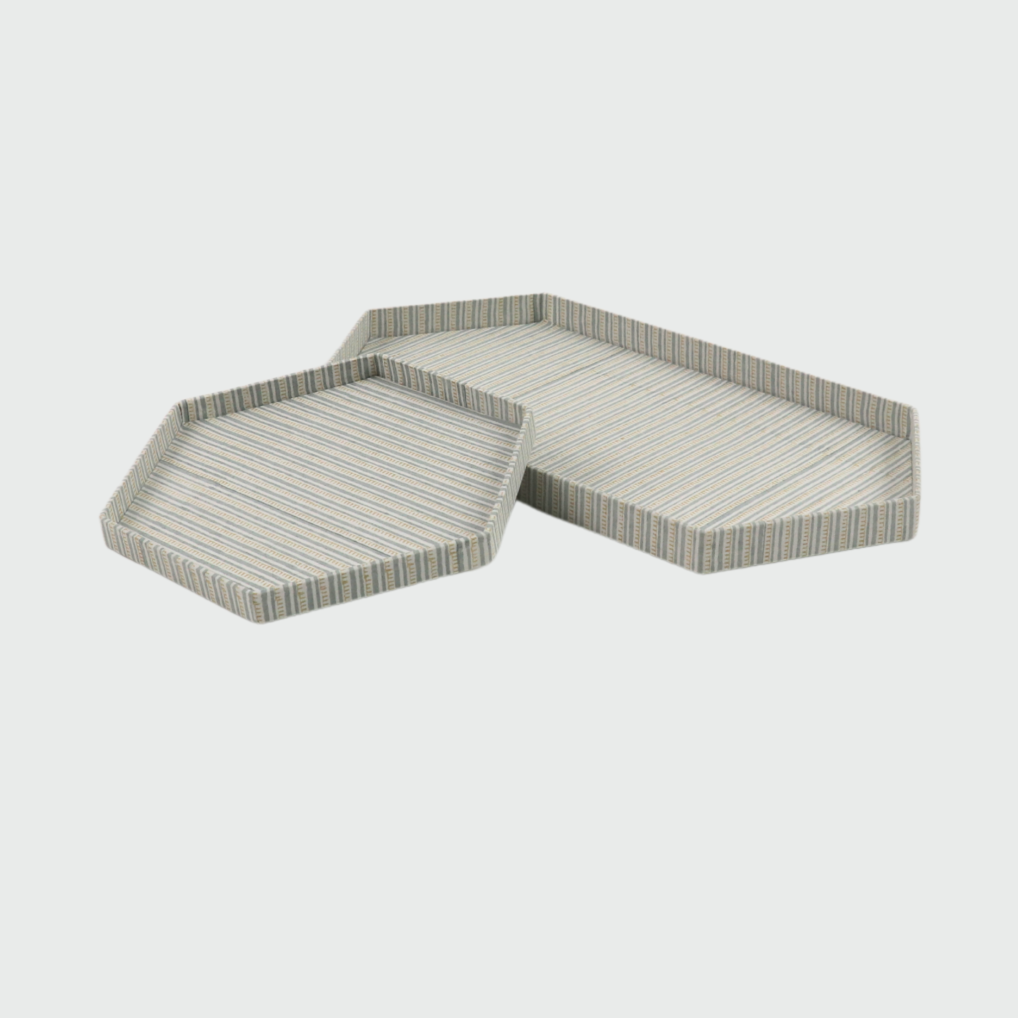 Clémence Hexagon Tray Set, Blue Mist