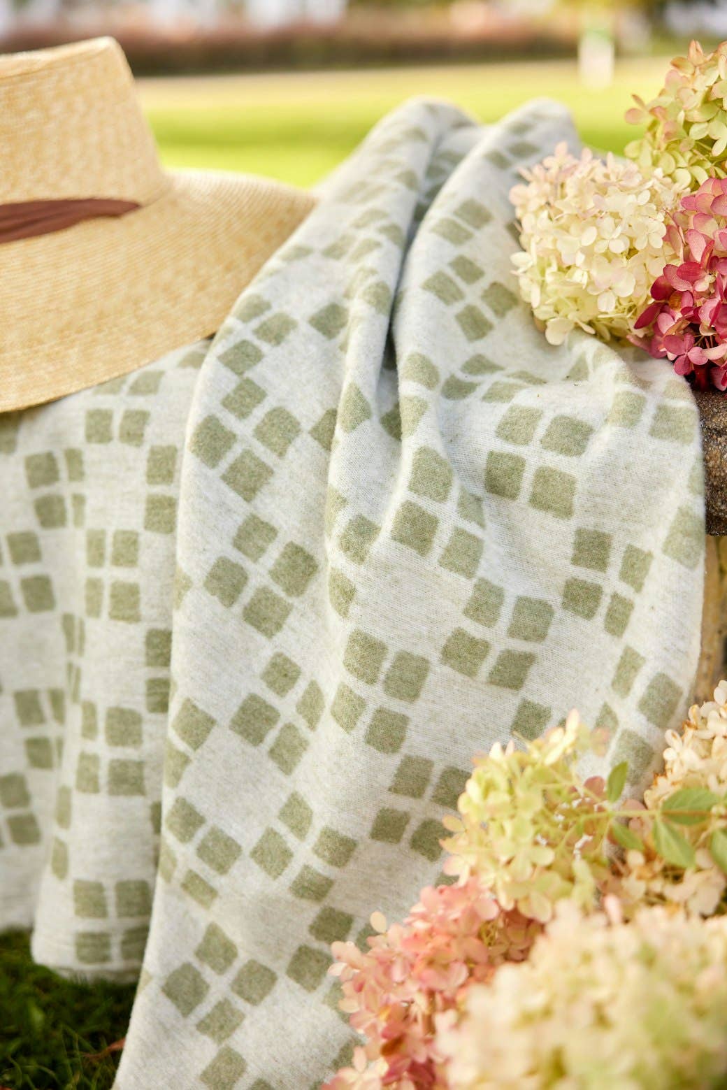 The Lightweight Blanket - Sage Checkers
