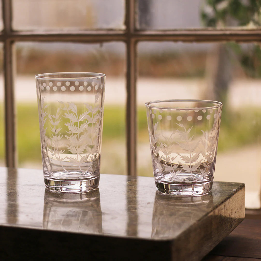 Glass Fern with Dots Double Old Fashion