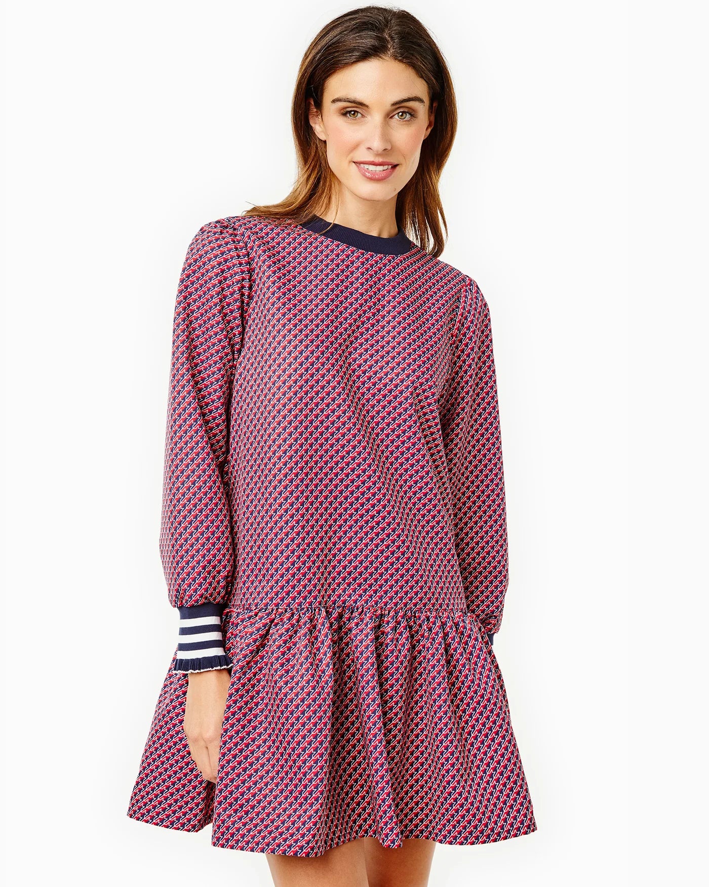 Vine Dress- Navy / Cherry Stars