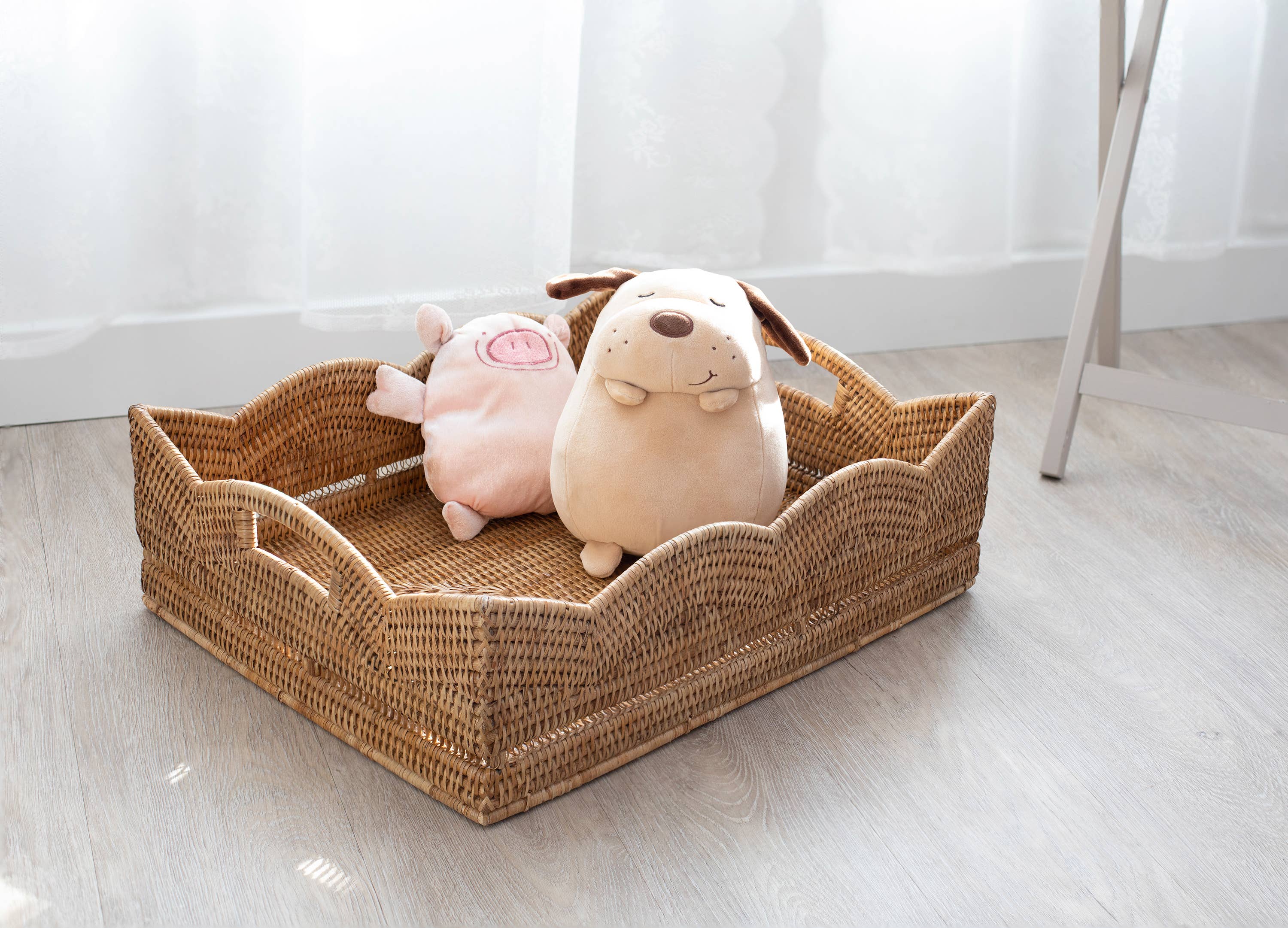 Artifacts Rattan Scallop Collection Rectangular Basket