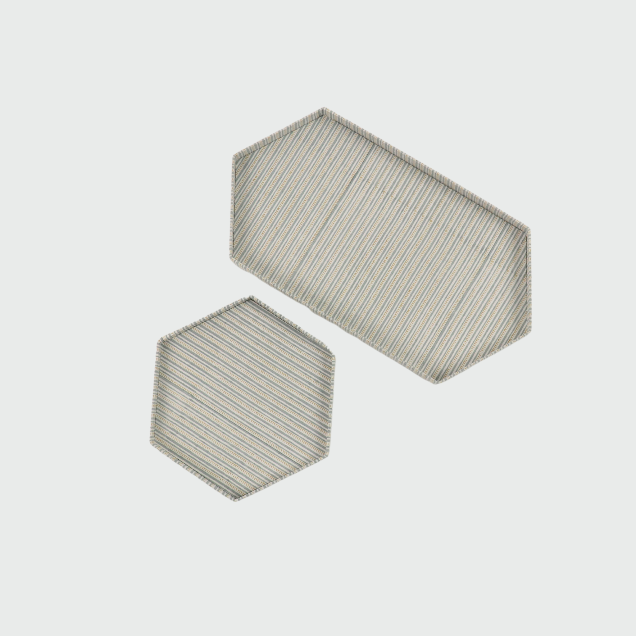Clémence Hexagon Tray Set, Blue Mist