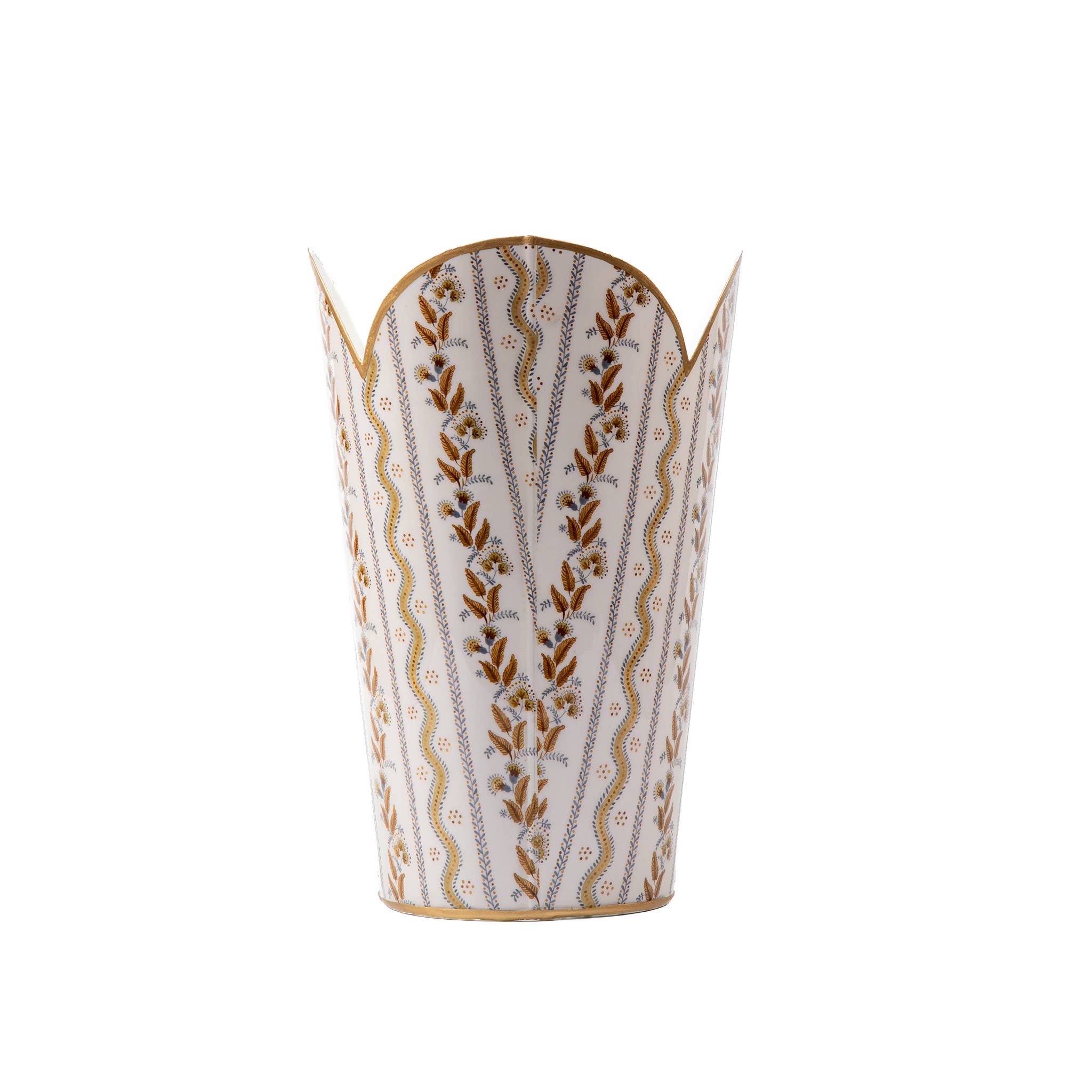 Emma Stripe Enameled Tulip Wastebasket