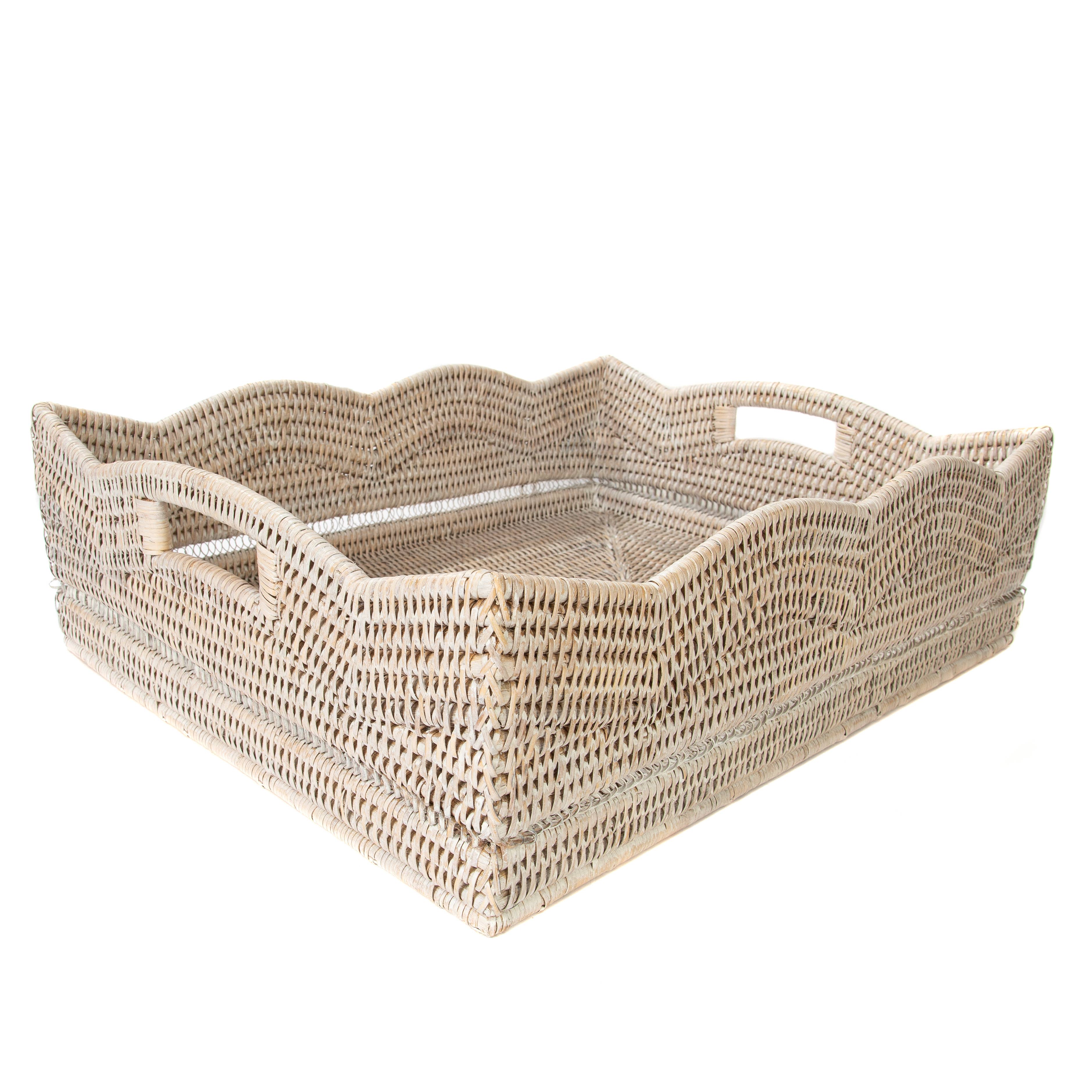 Artifacts Rattan Scallop Collection Rectangular Basket