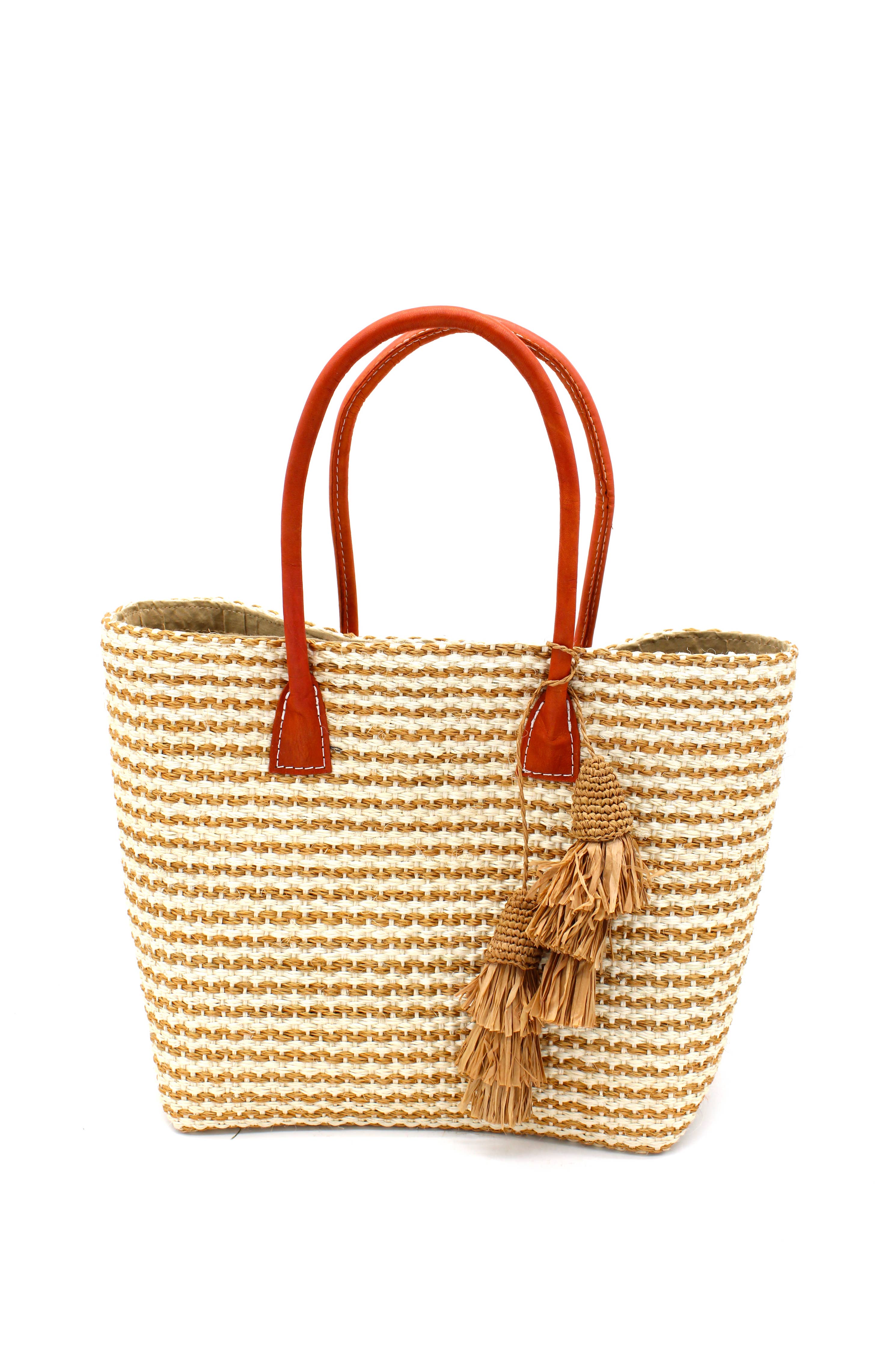 Cancun Small Sisal Basket Bag with Tassel Charm