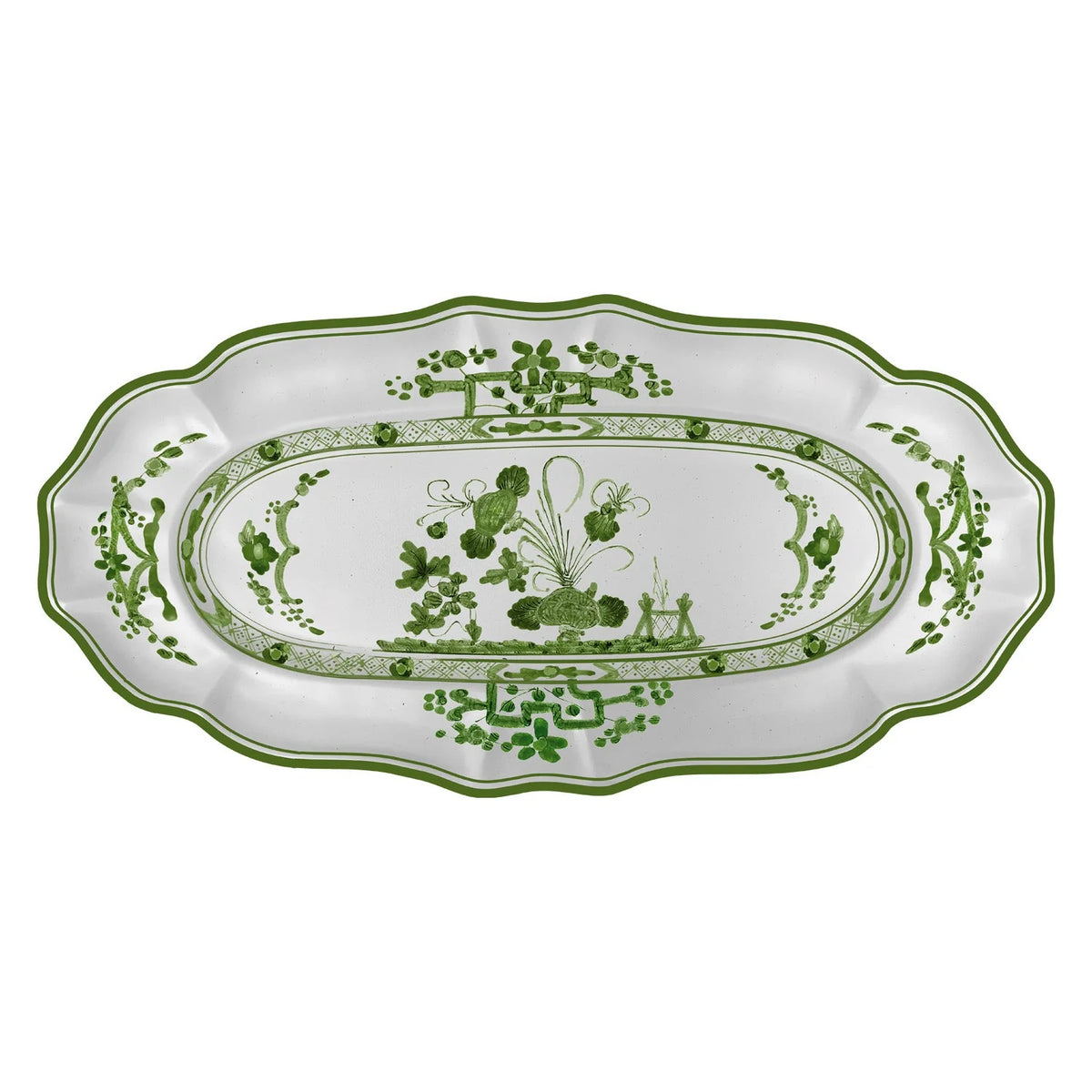 VIDA Faenza Long Oval Tray (Green and White)