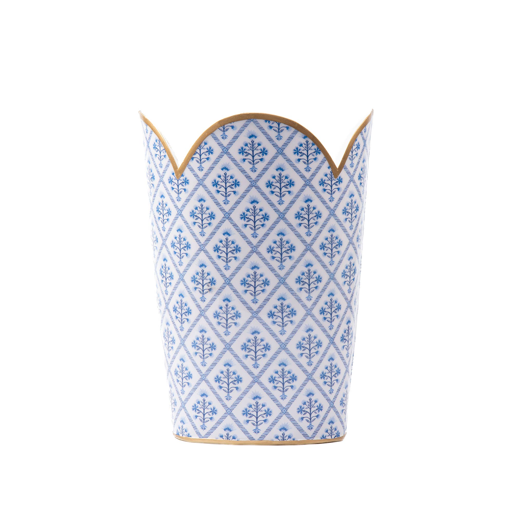 Marigold Lattice Enameled Tulip Wastebasket