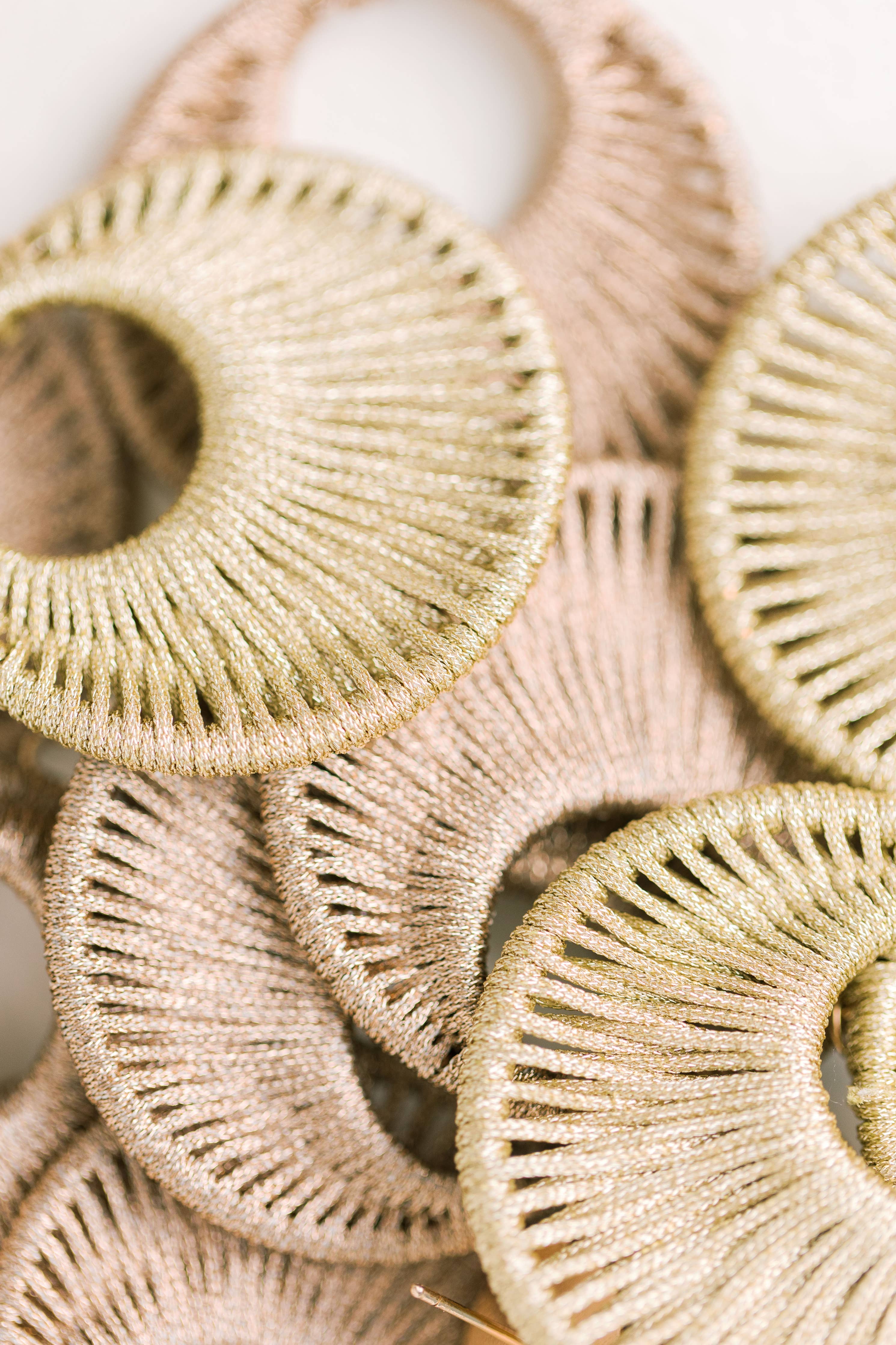 Gold Metallic Wrapped Bali Statement Drop Earrings