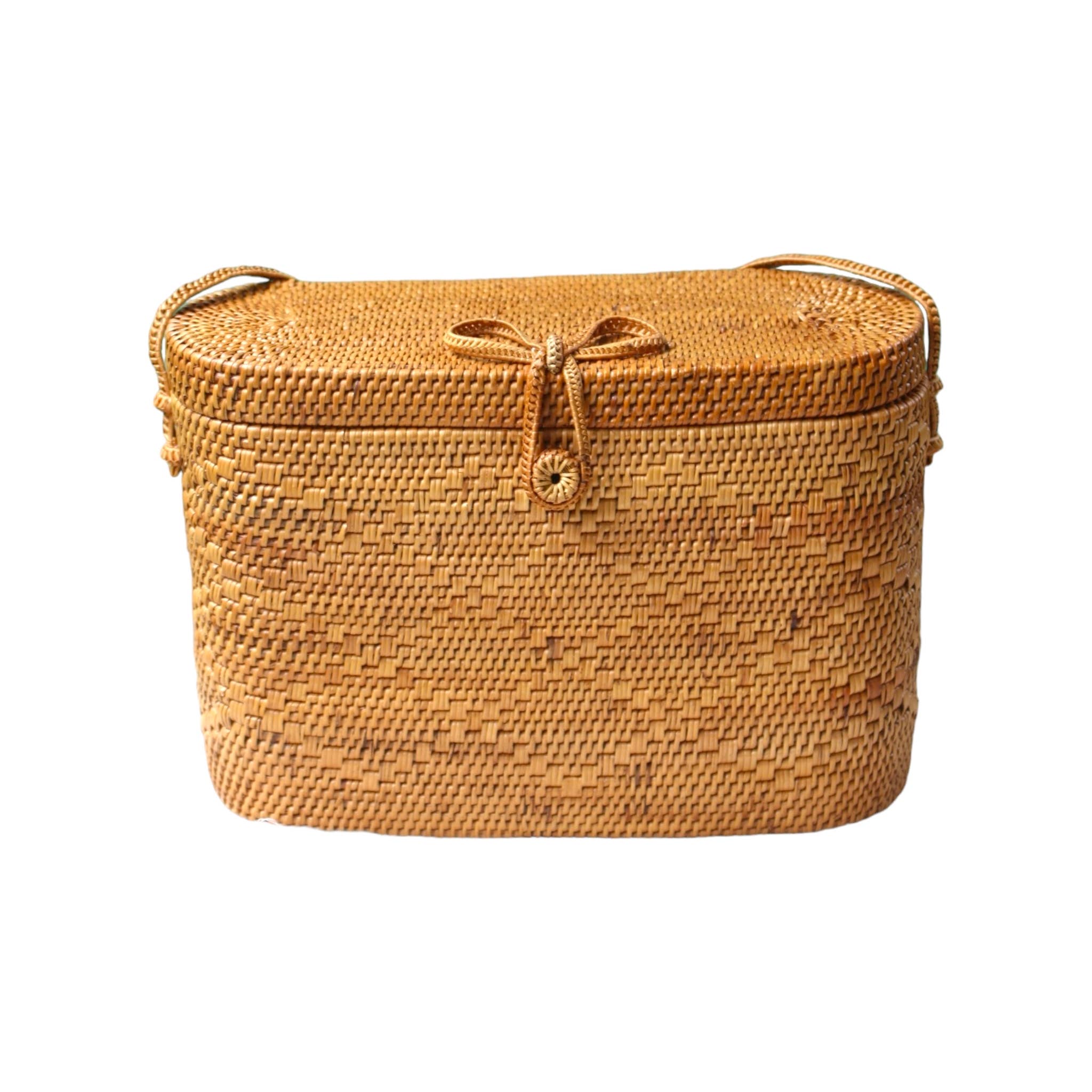 Rattan Shoulder Lid Bag