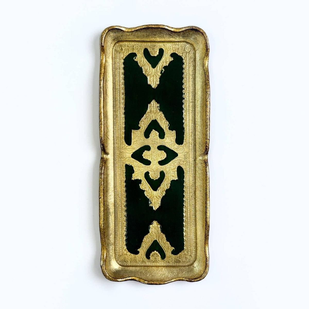 Florentine Carved Gilded Wood Narrow Tray, Made in Italy