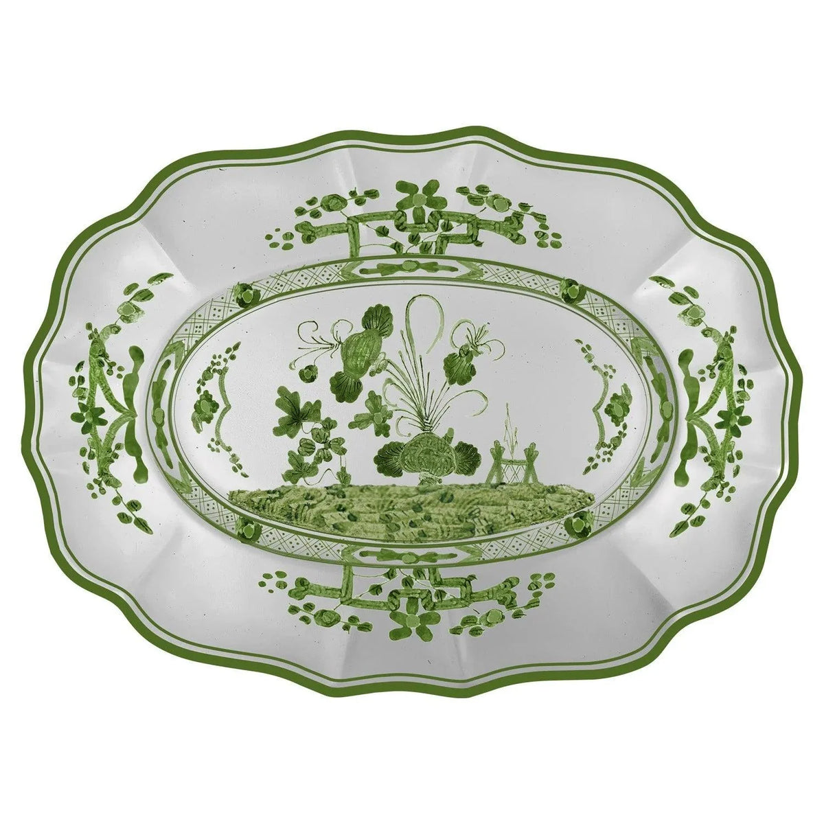 VIDA Faenza Long Oval Platter (Green and White)