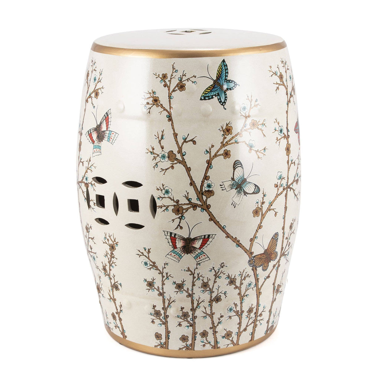 French Vanilla Butterfly Garden Stool (local pickup only)