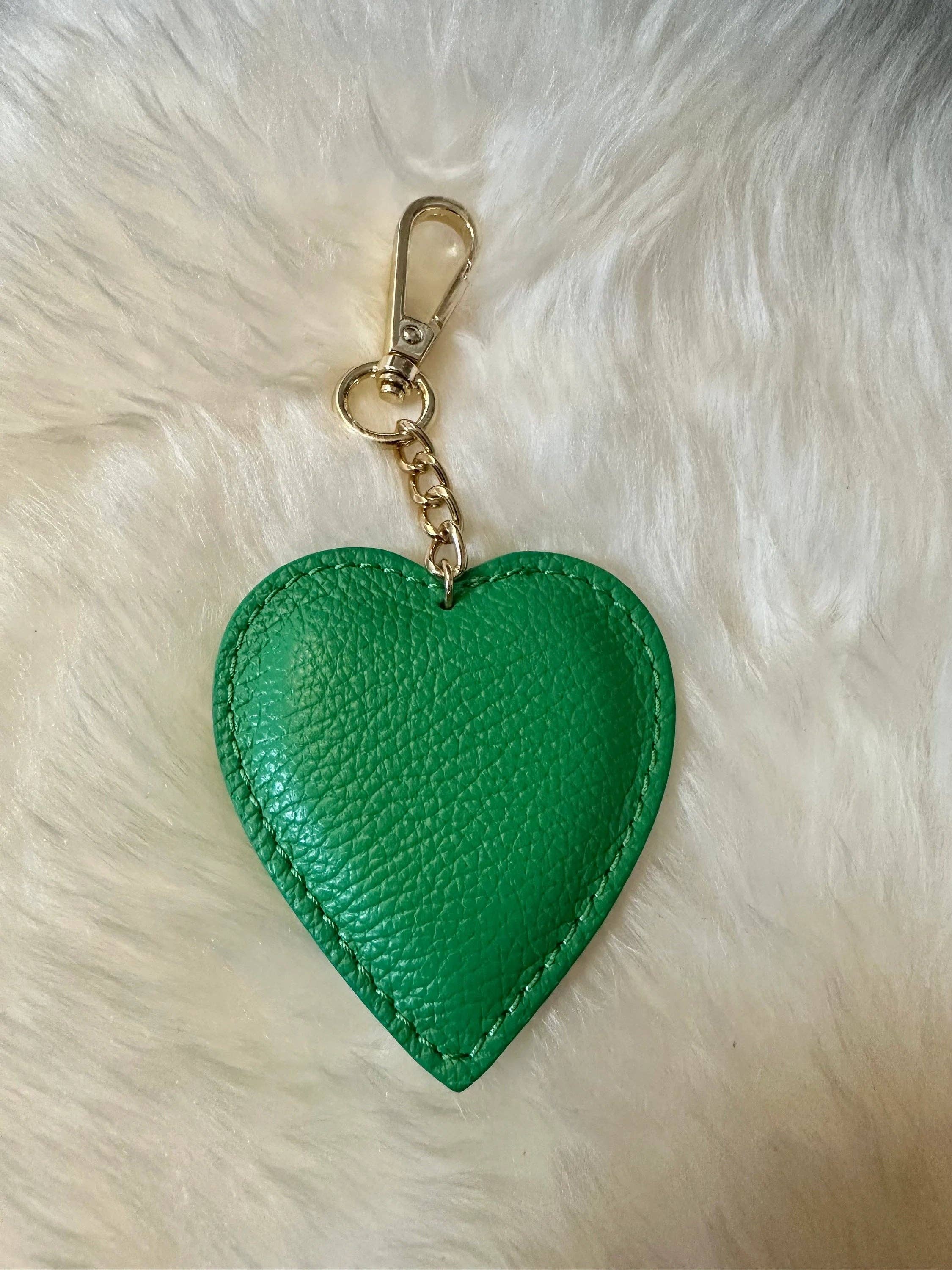 Genuine leather heart keychain