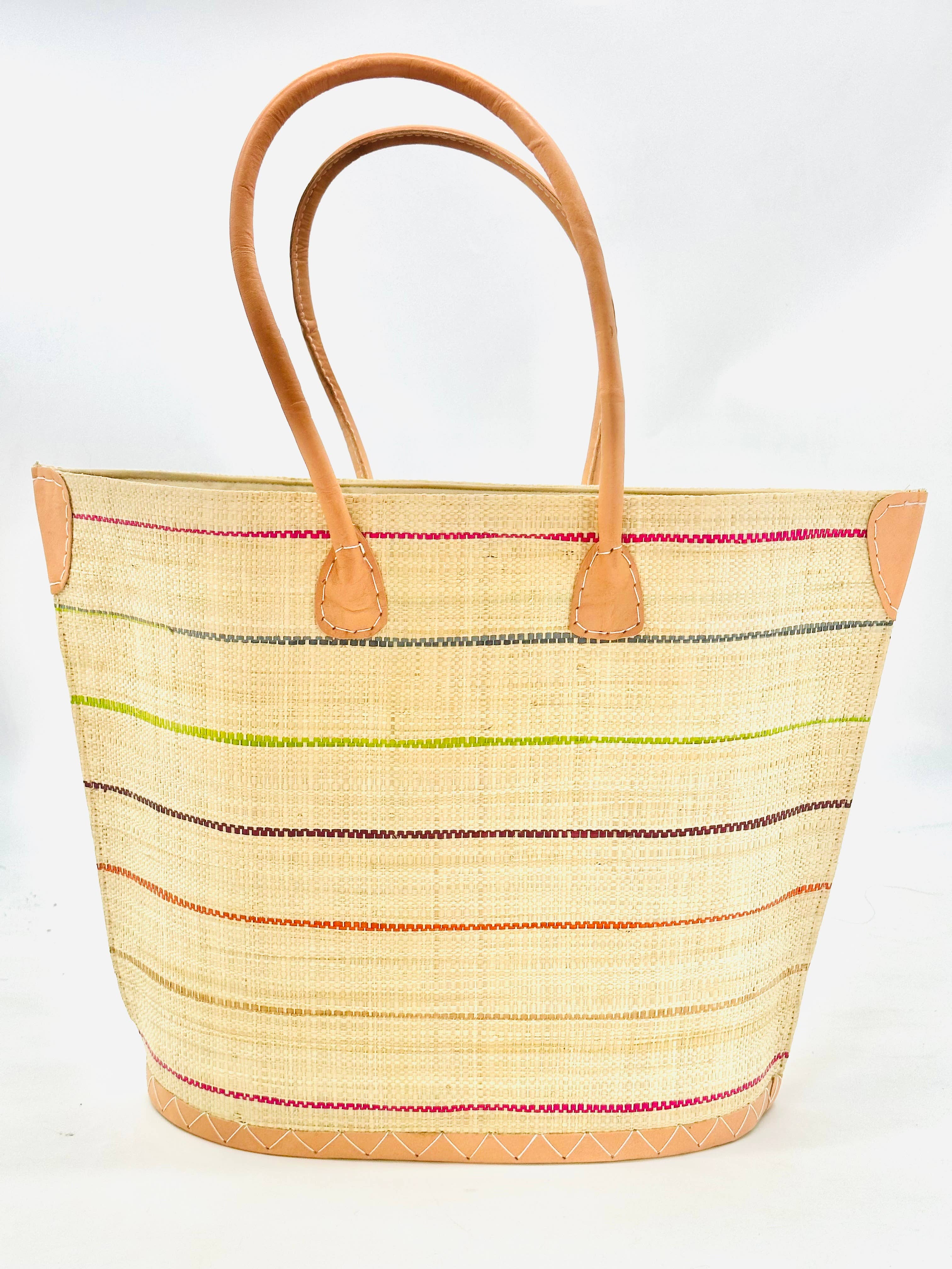 Santa Cruz Pinstripes Small Straw Tote Bag