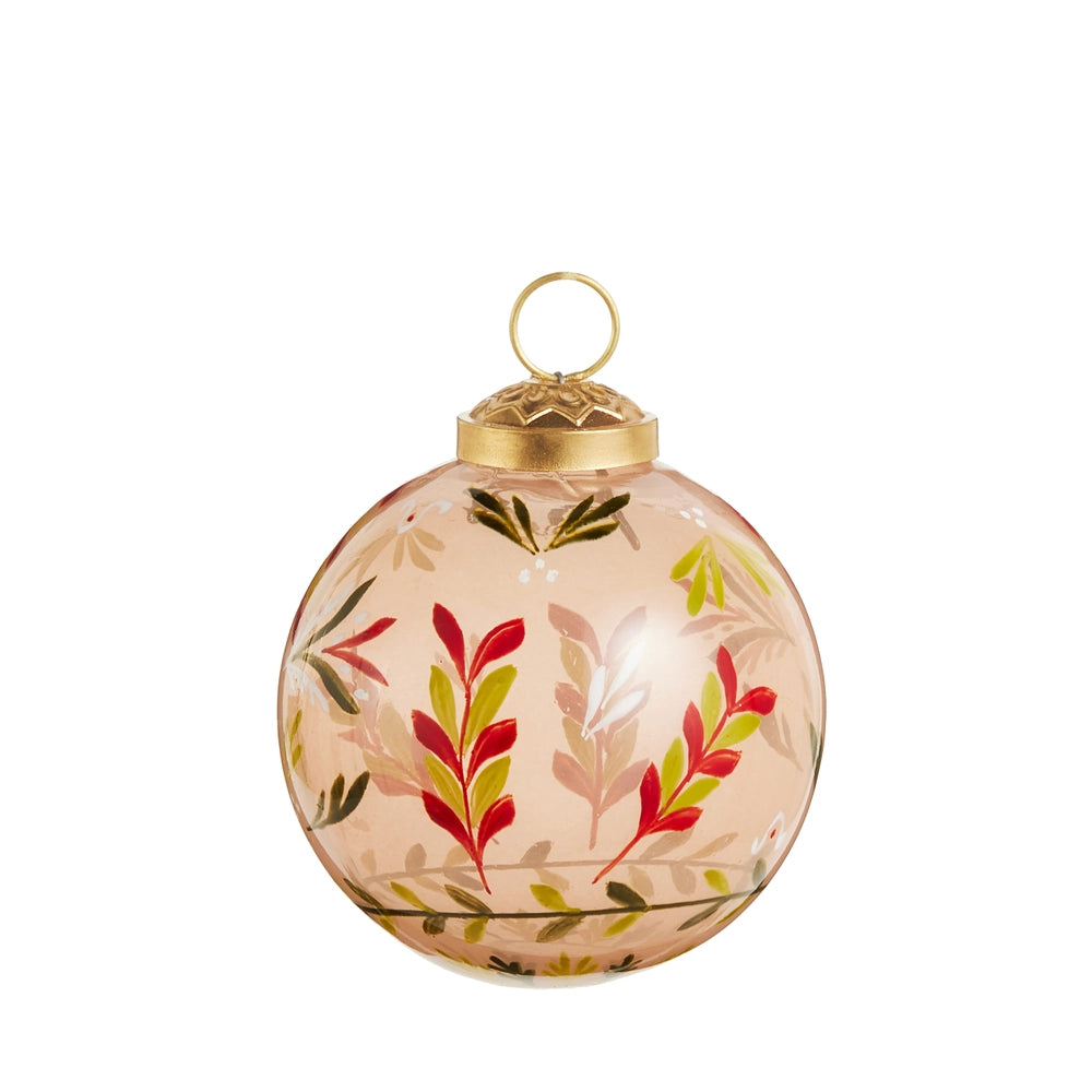 3" Peach Floral Ball Ornament