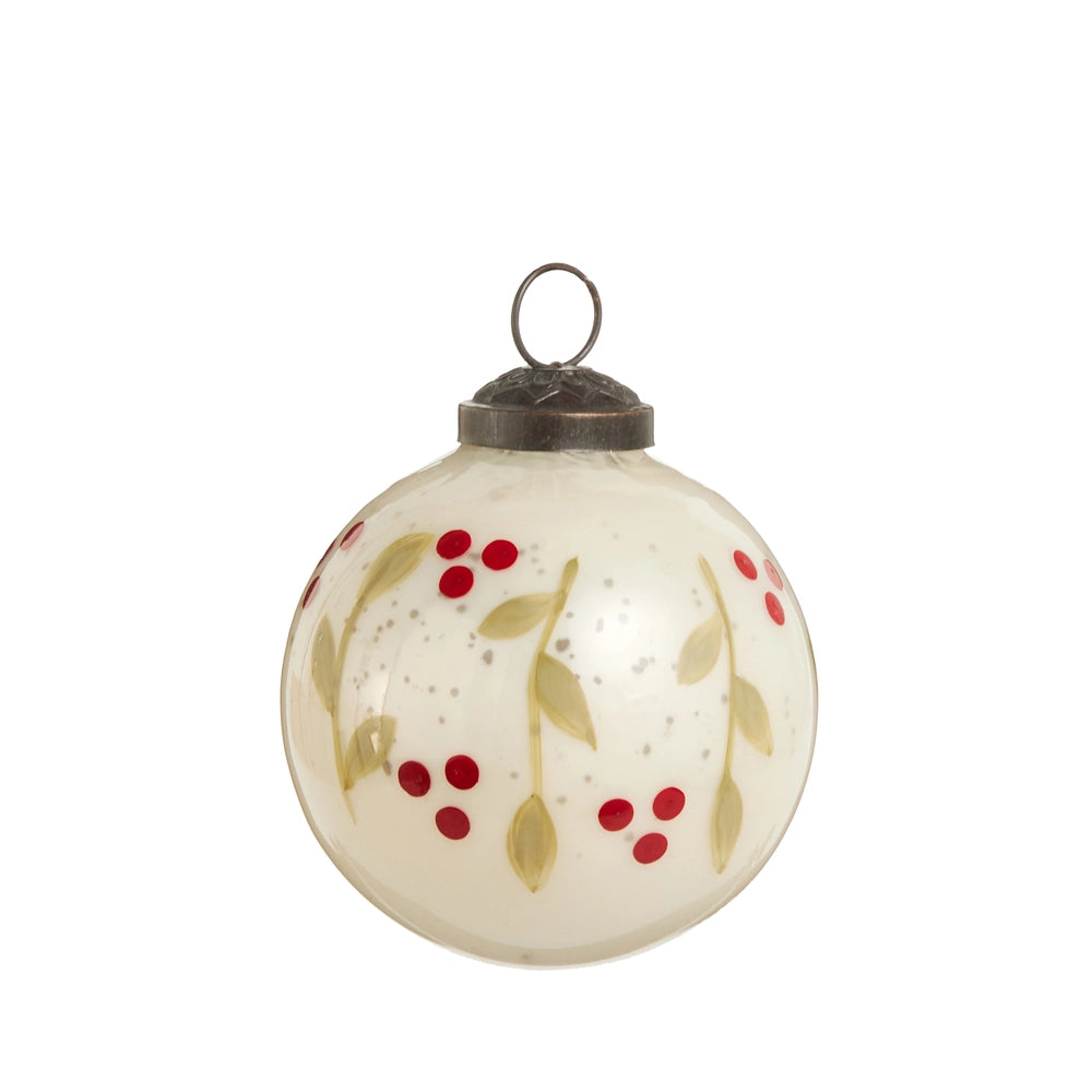 3" Berry And Greenery Ball Ornament