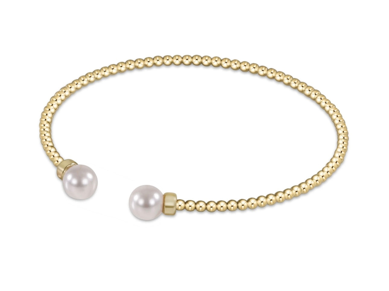 Classic Gold 2mm Bead Cuff - Pearl