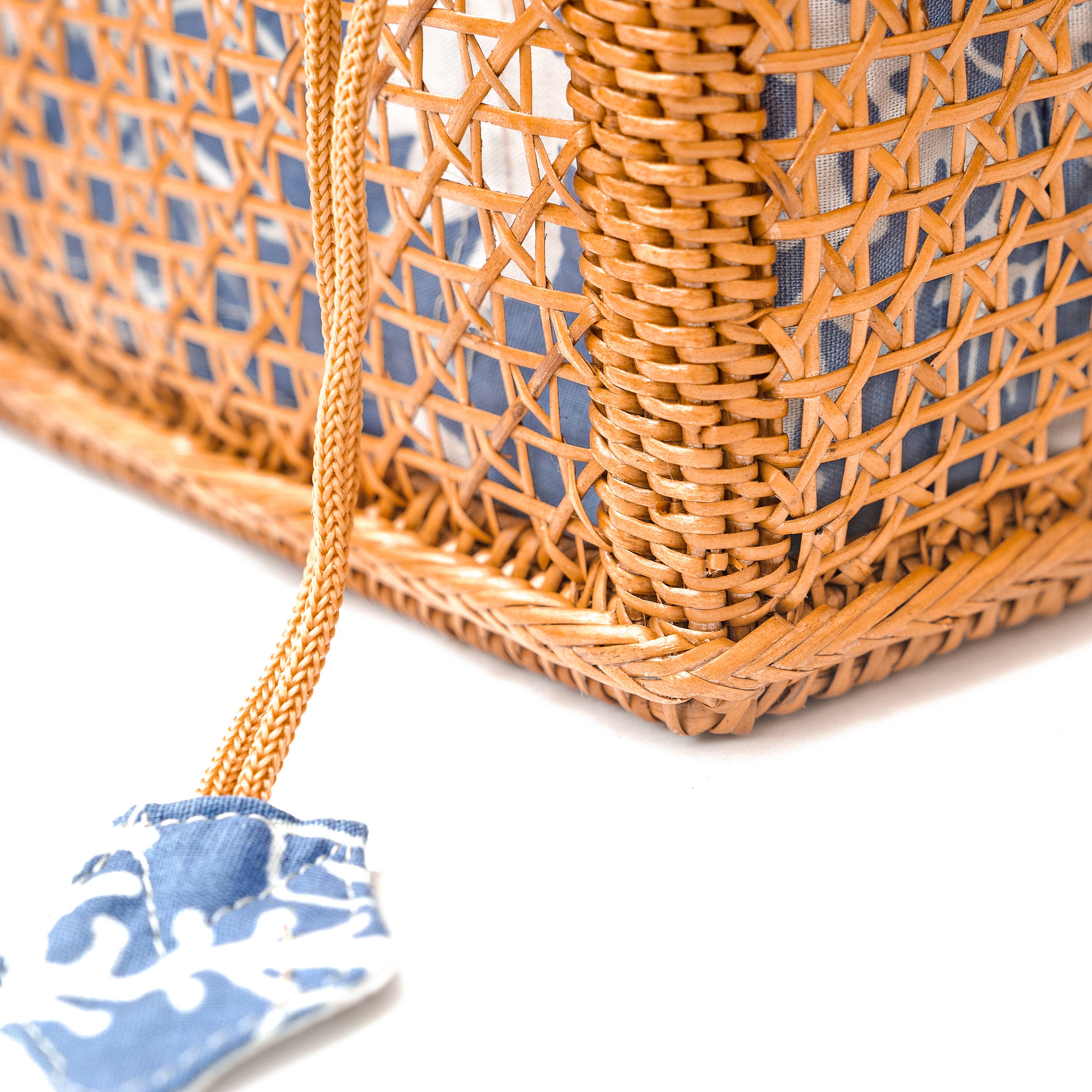 Rattan Mesh Top Handle Tote Bag