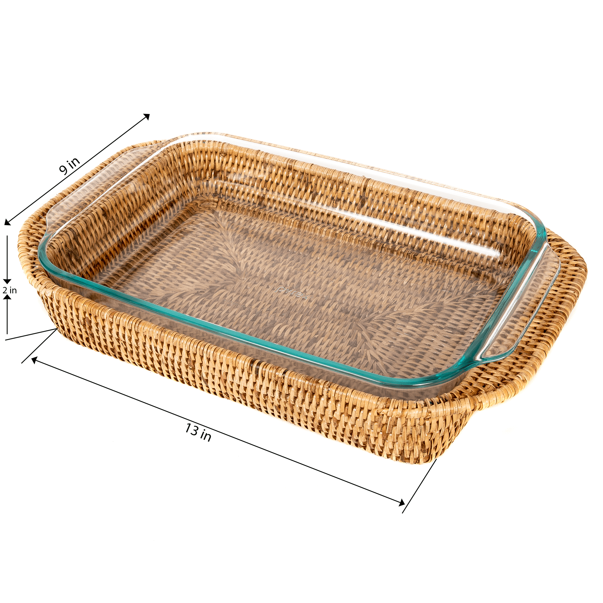 Artifacts Rattan™ Rectangular Baker Basket with Pyrex - 13"