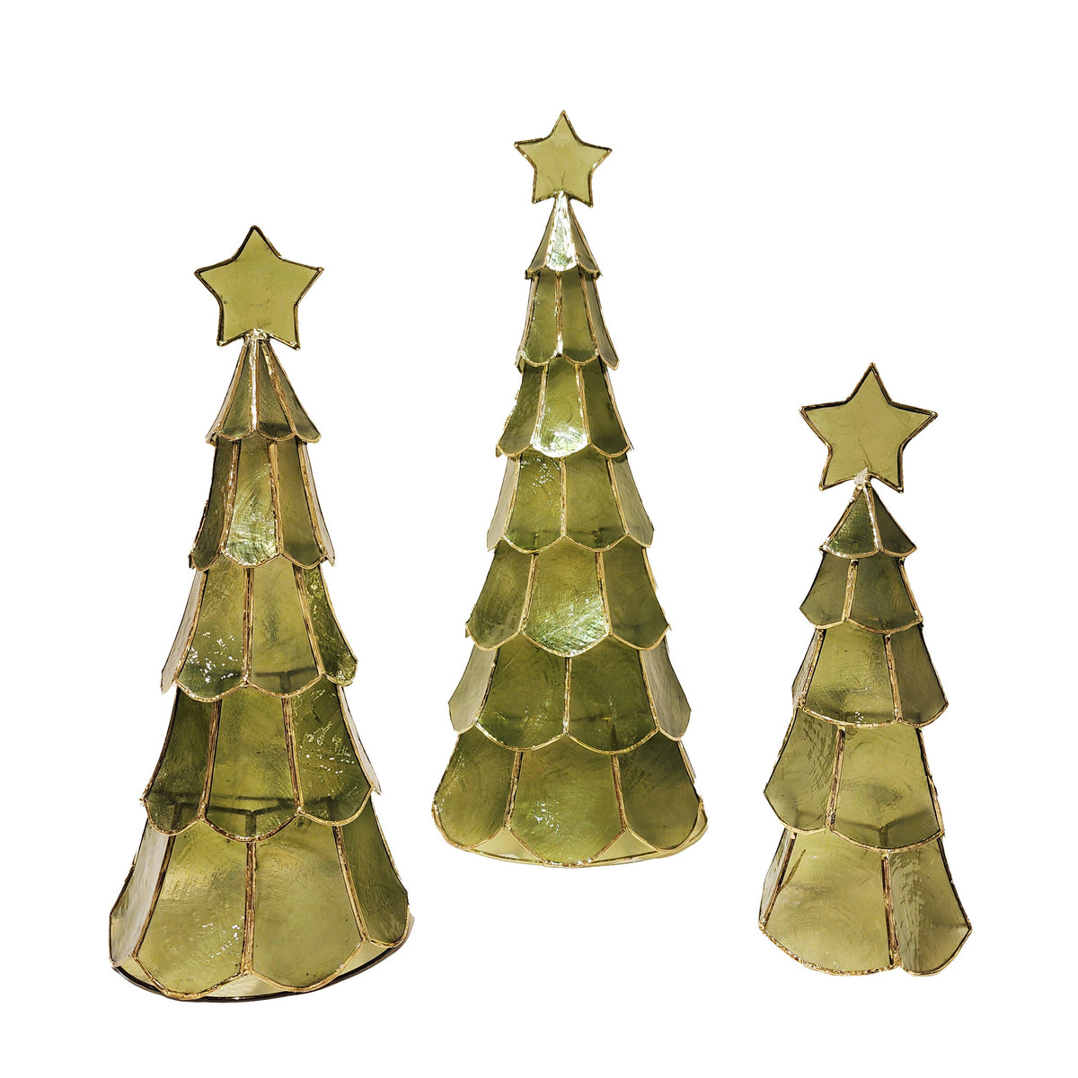 Capiz Layered Tree w/Star (Green)