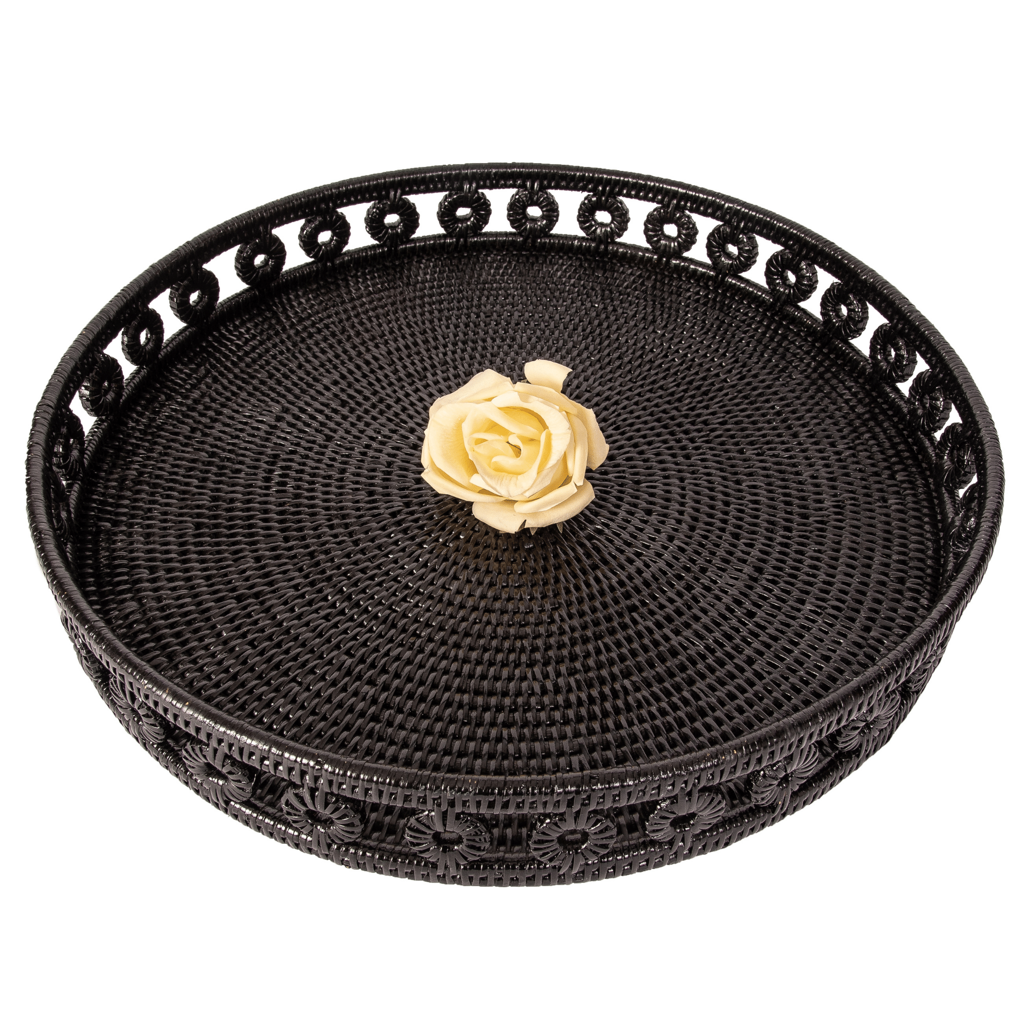 Artifacts Rattan™ Inna Design Round Tray with Glass Insert